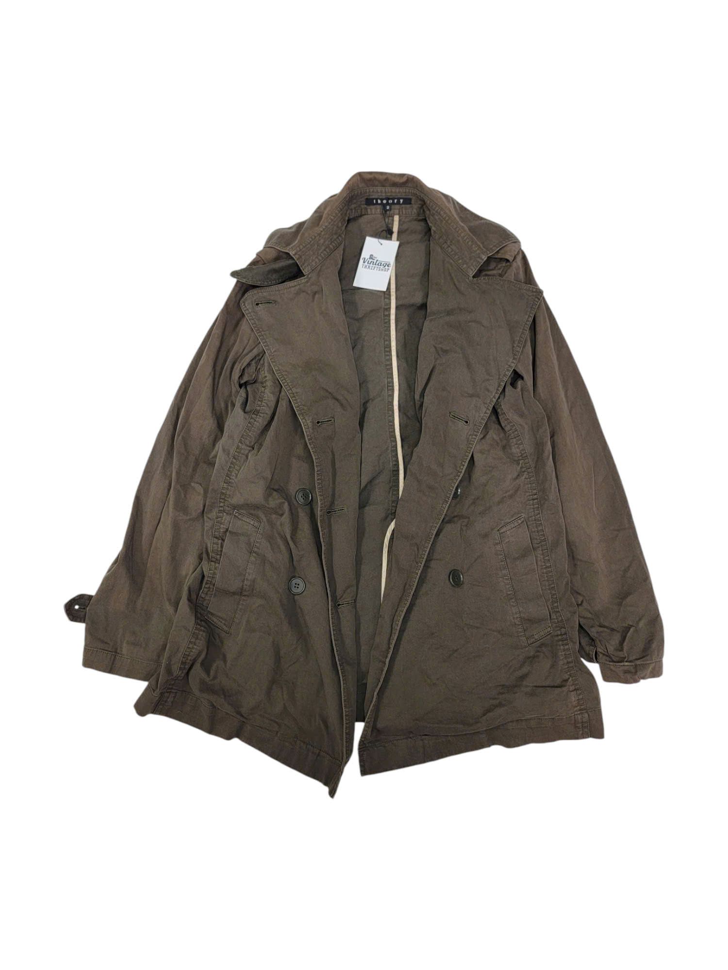 |SIZE M| THEORY DOUBLE BREASTED TRENCH COAT AOM-6666