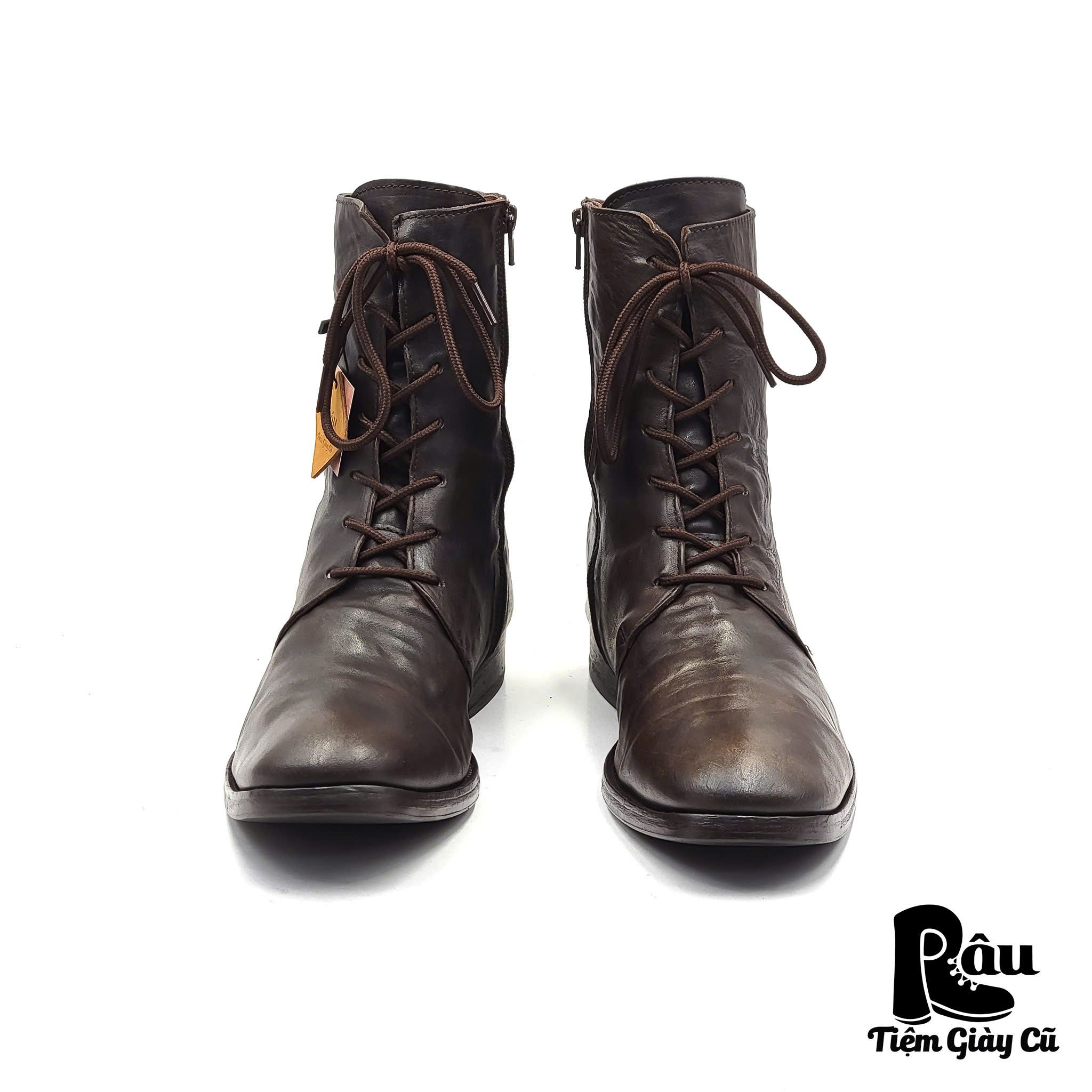 |SIZE 43| BOCAGE 7-EYELETS SIDE ZIP LACE UP BOOT Z43-6654