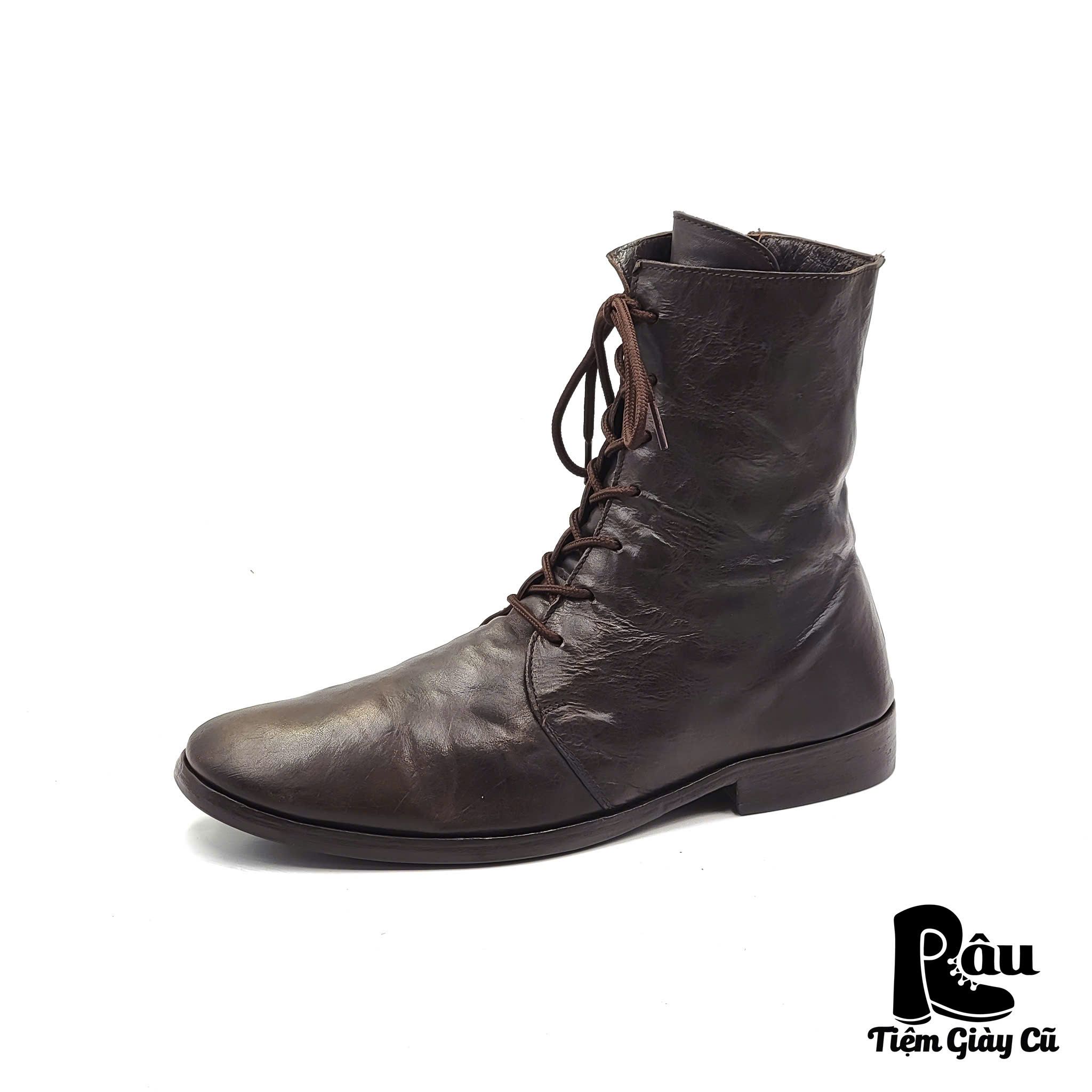 |SIZE 43| BOCAGE 7-EYELETS SIDE ZIP LACE UP BOOT Z43-6654