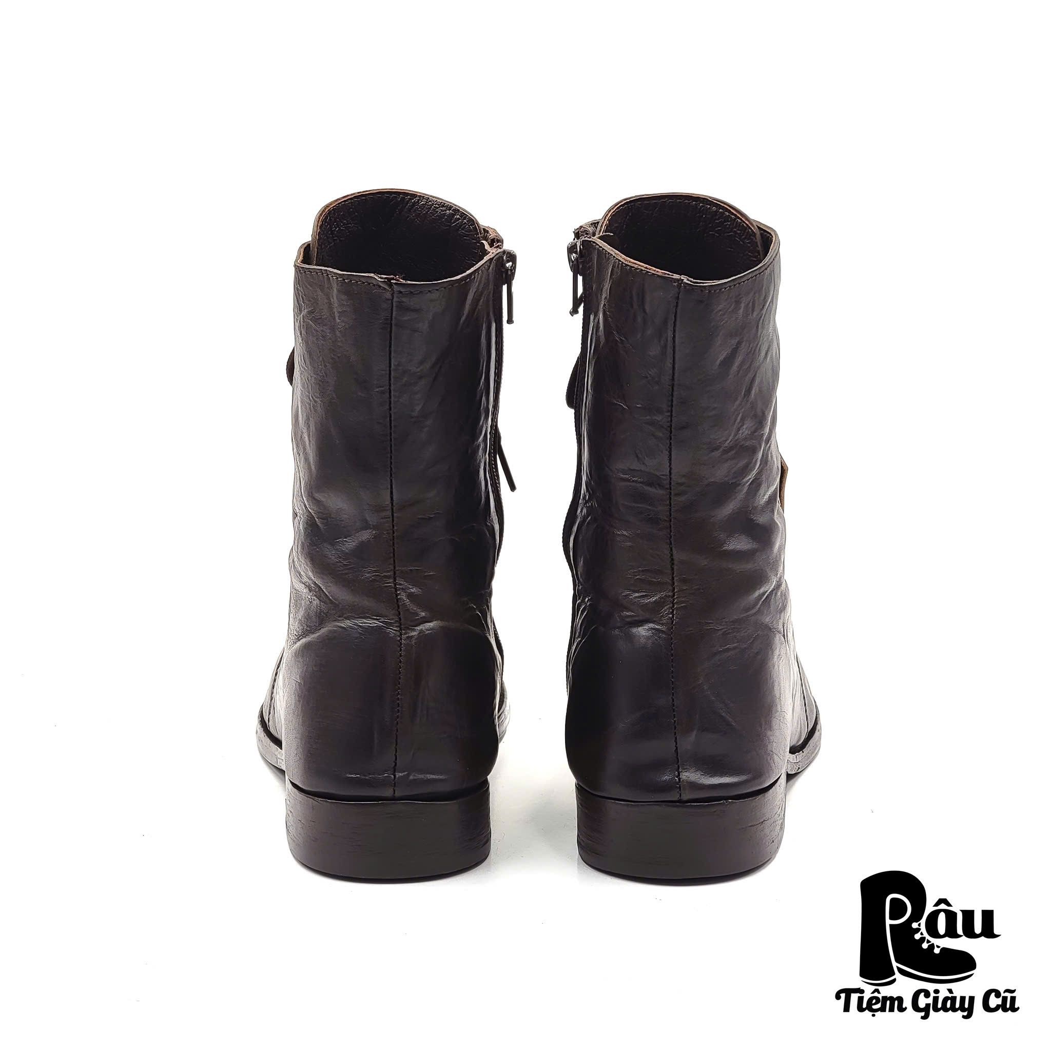 |SIZE 43| BOCAGE 7-EYELETS SIDE ZIP LACE UP BOOT Z43-6654