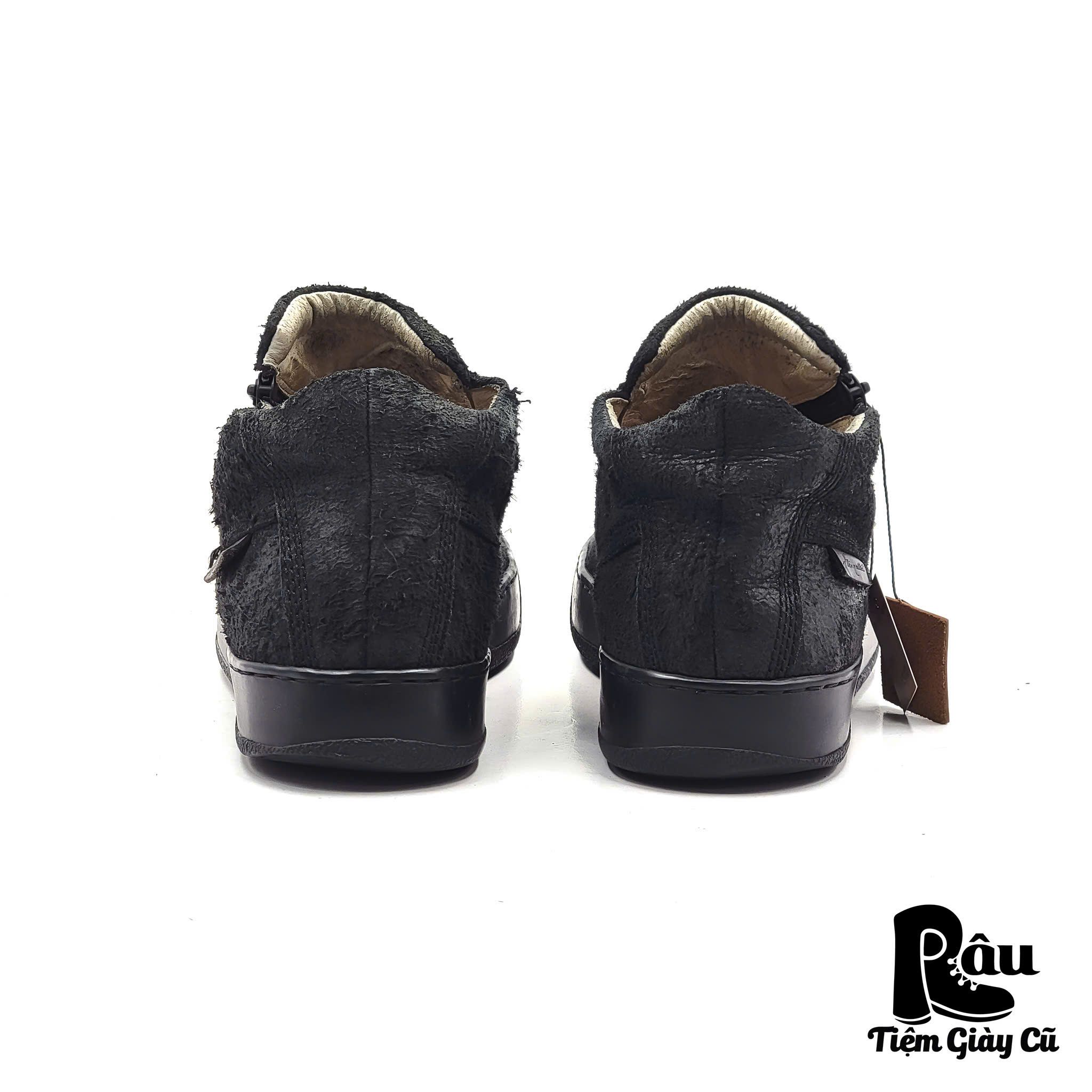 |SIZE 40| STRUM ADDICT DIAGONAL ZIPPER FLAT LEATHER SNEAKER AN40-6471