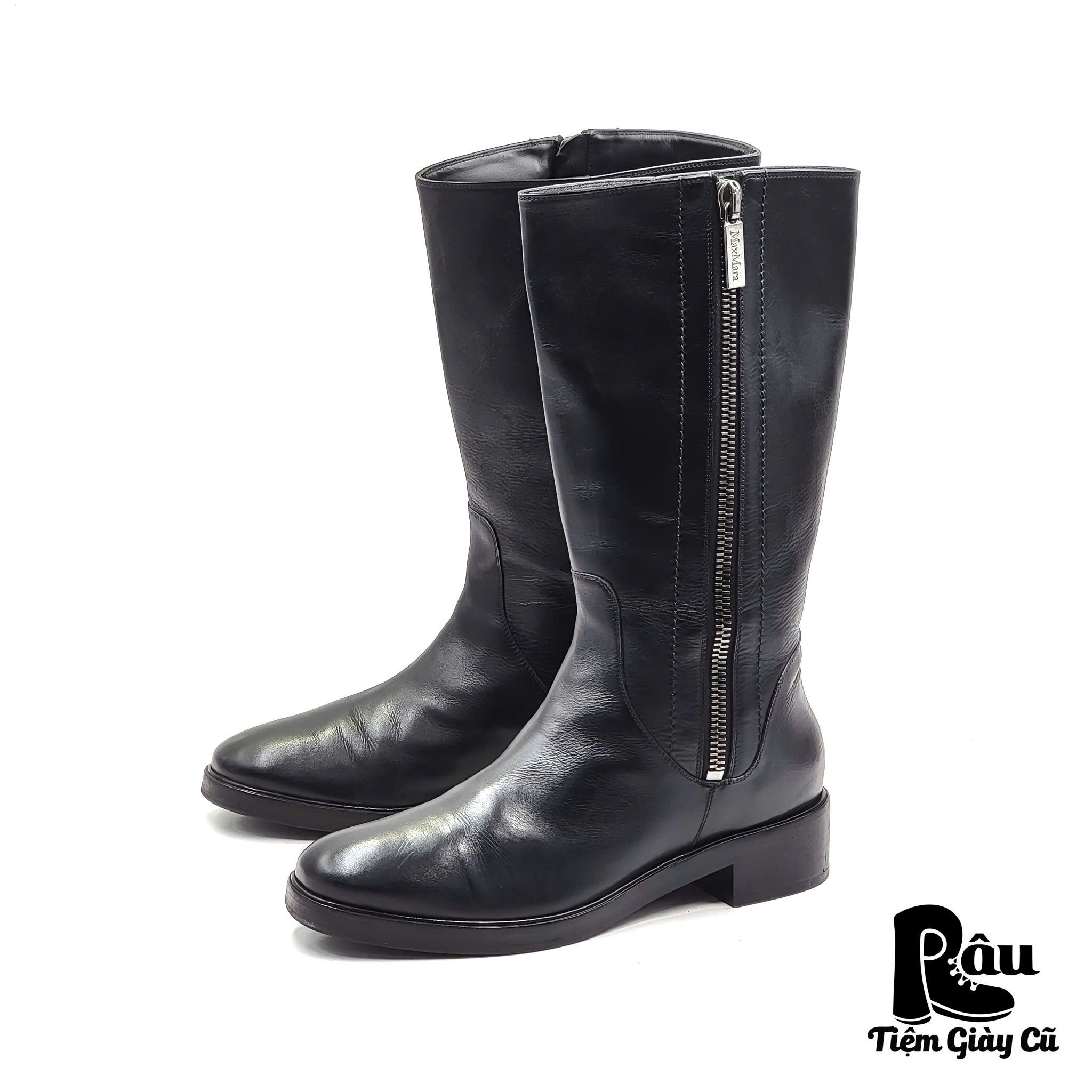 |SIZE 39| MAX MARA MID-CALF LEATHER ZIPPED BOOT Z39-6712
