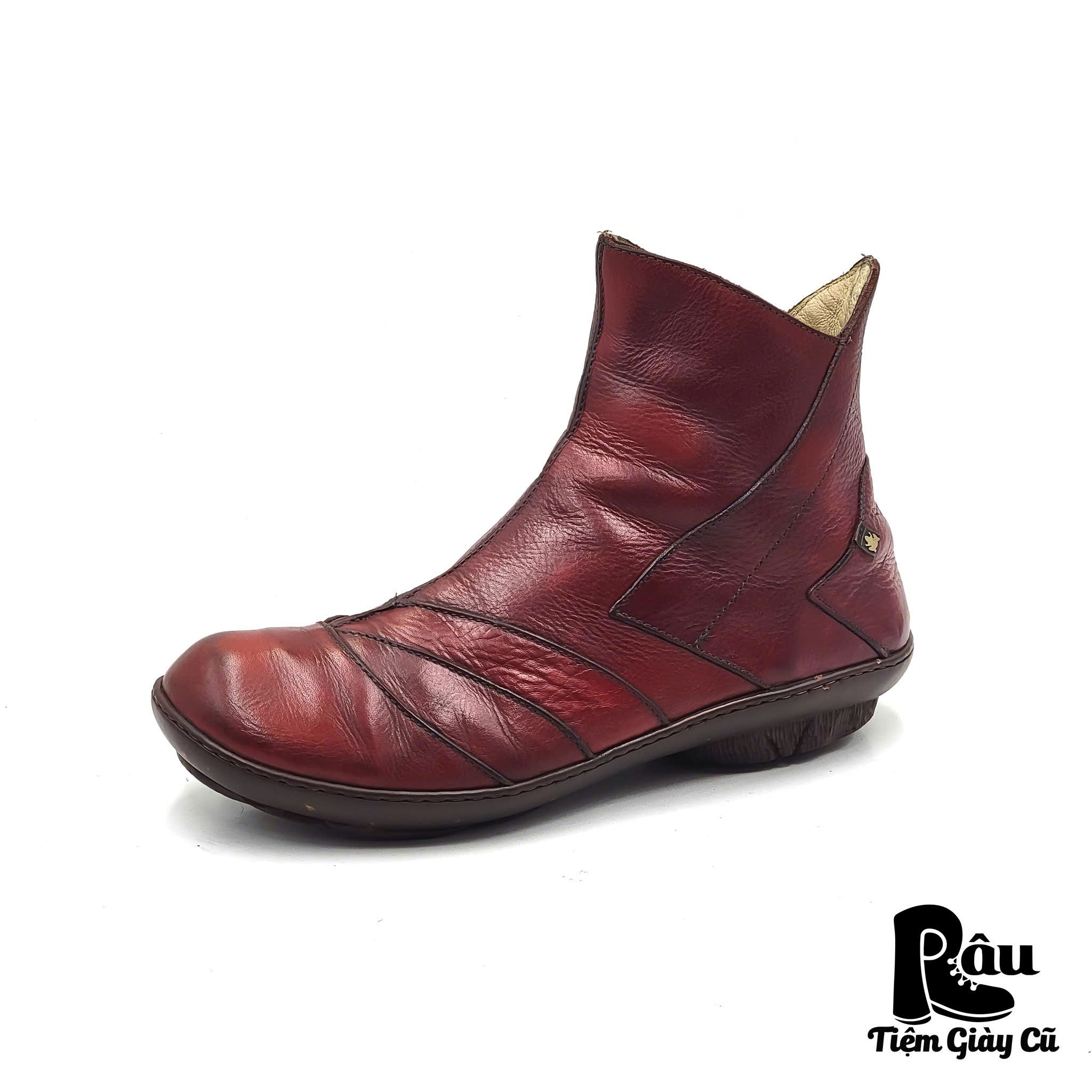 |SIZE 42| EL NATURALISTA 421 BURGUNDY SIDE-ZIP ANKLE BOOT AP42-6727