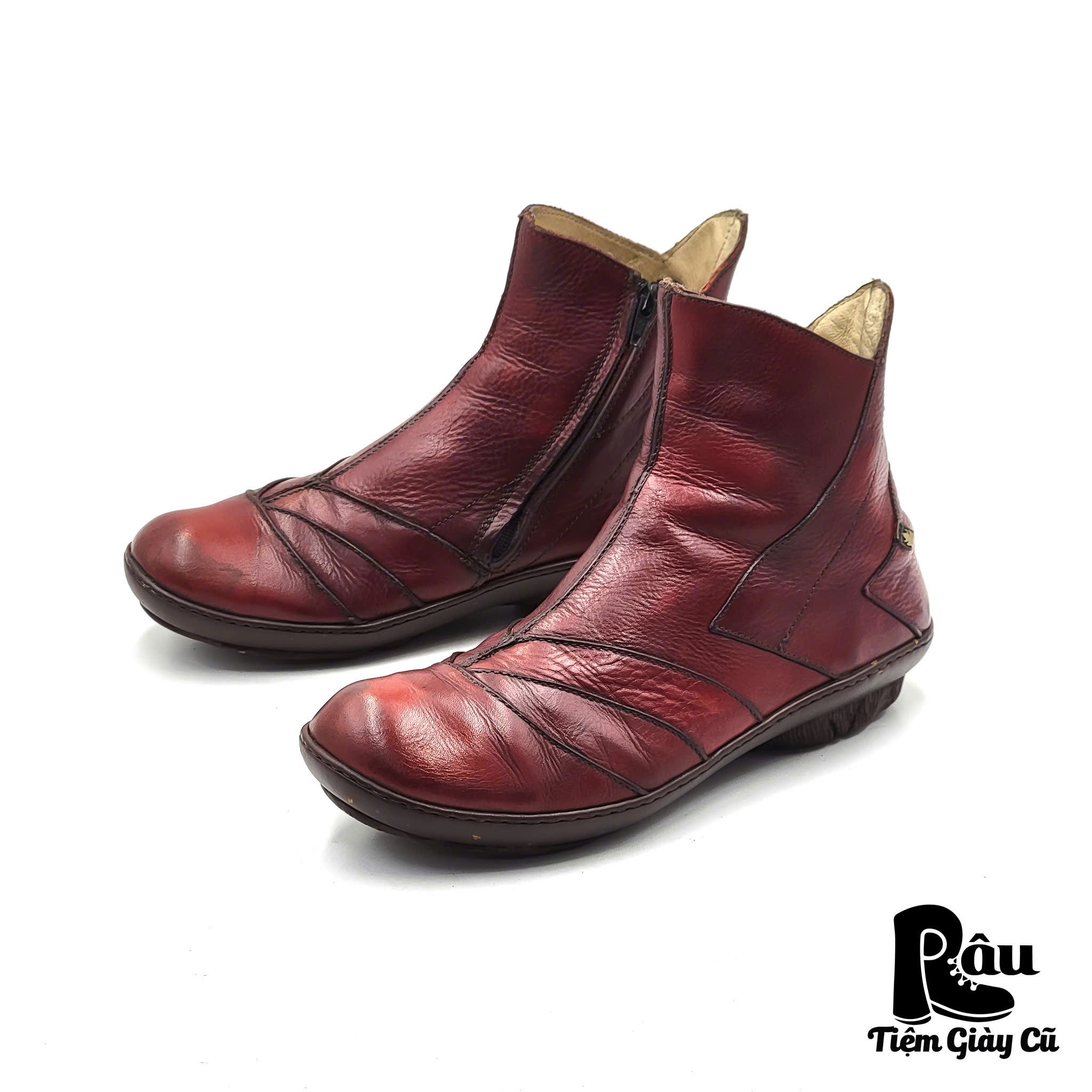 |SIZE 42| EL NATURALISTA 421 BURGUNDY SIDE-ZIP ANKLE BOOT AP42-6727