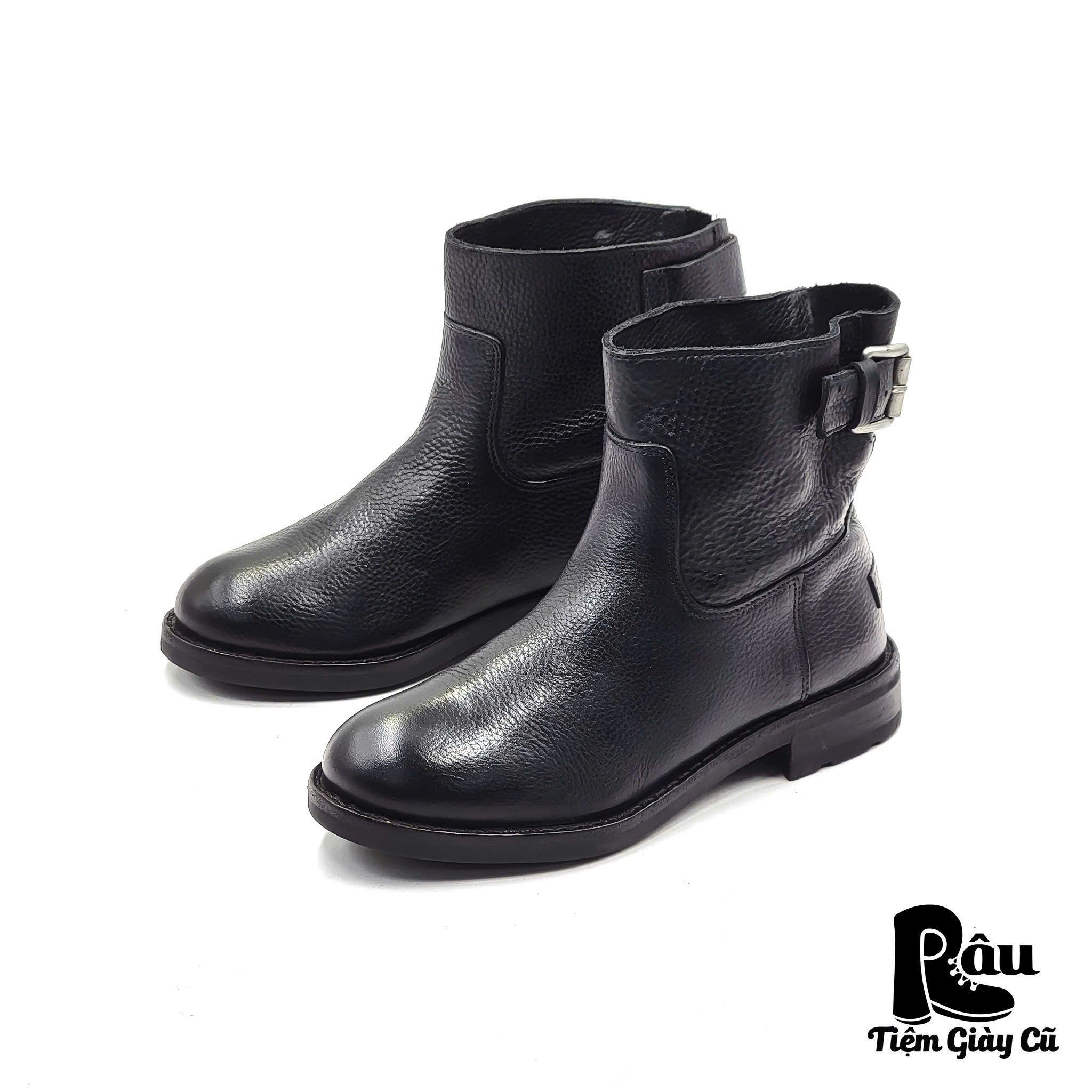 |SIZE 37.5| SHABBIES AMSTERDAM ALYD ANKIE BLACK ANKLE BOOT AP37.5-6728