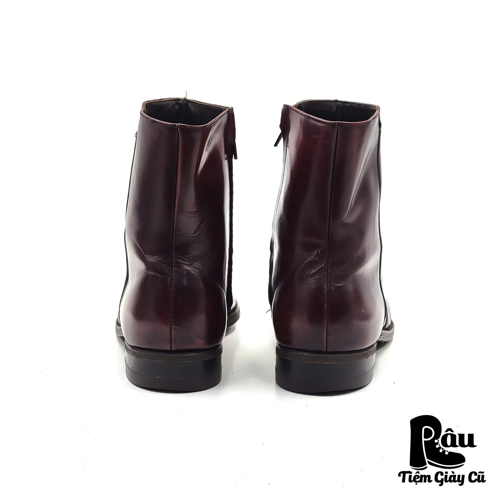 |SIZE 45| FLOSHEIM VINTAGE 80S BURGUNDY ZIPPER DRESS BOOT AP45-6735