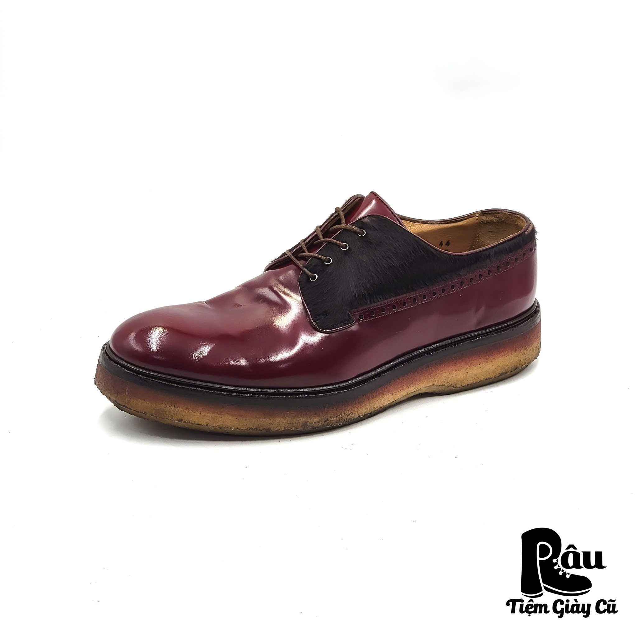 |SIZE 44| ETRO 1060 DARK BURGUNDY BIG CREPE SOLE DERBY SHOES Z44-6745