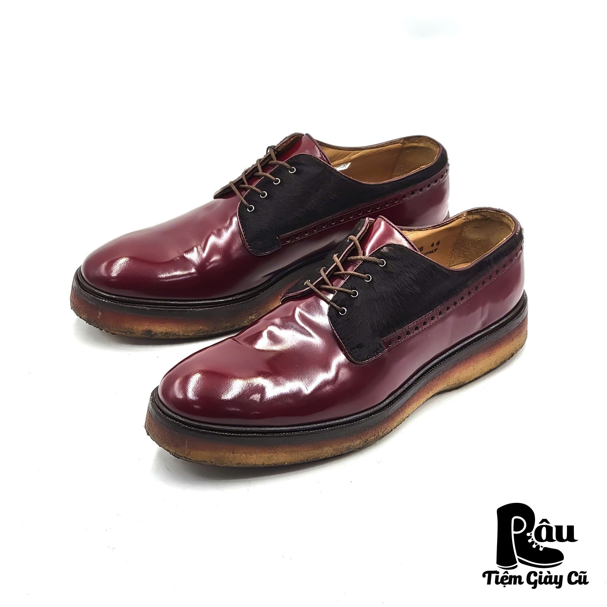 |SIZE 44| ETRO 1060 DARK BURGUNDY BIG CREPE SOLE DERBY SHOES Z44-6745