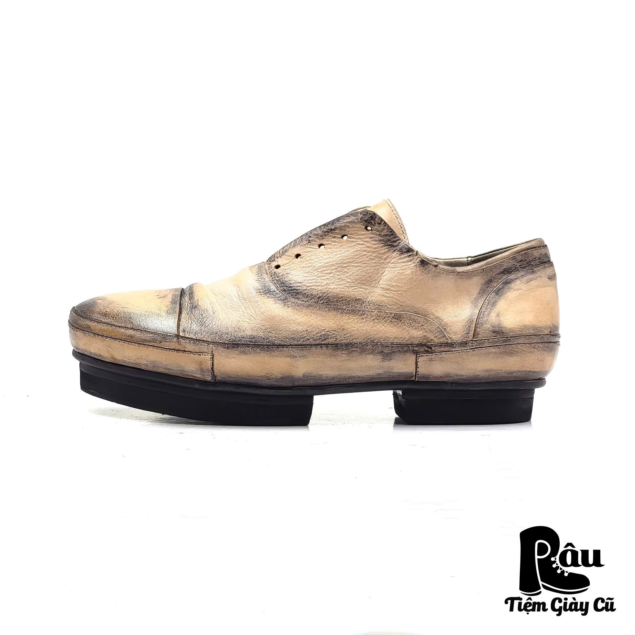 |SIZE 39| BRIGHT FEATHER LACELESS PATINA OXFORD SHOES Z39-6748