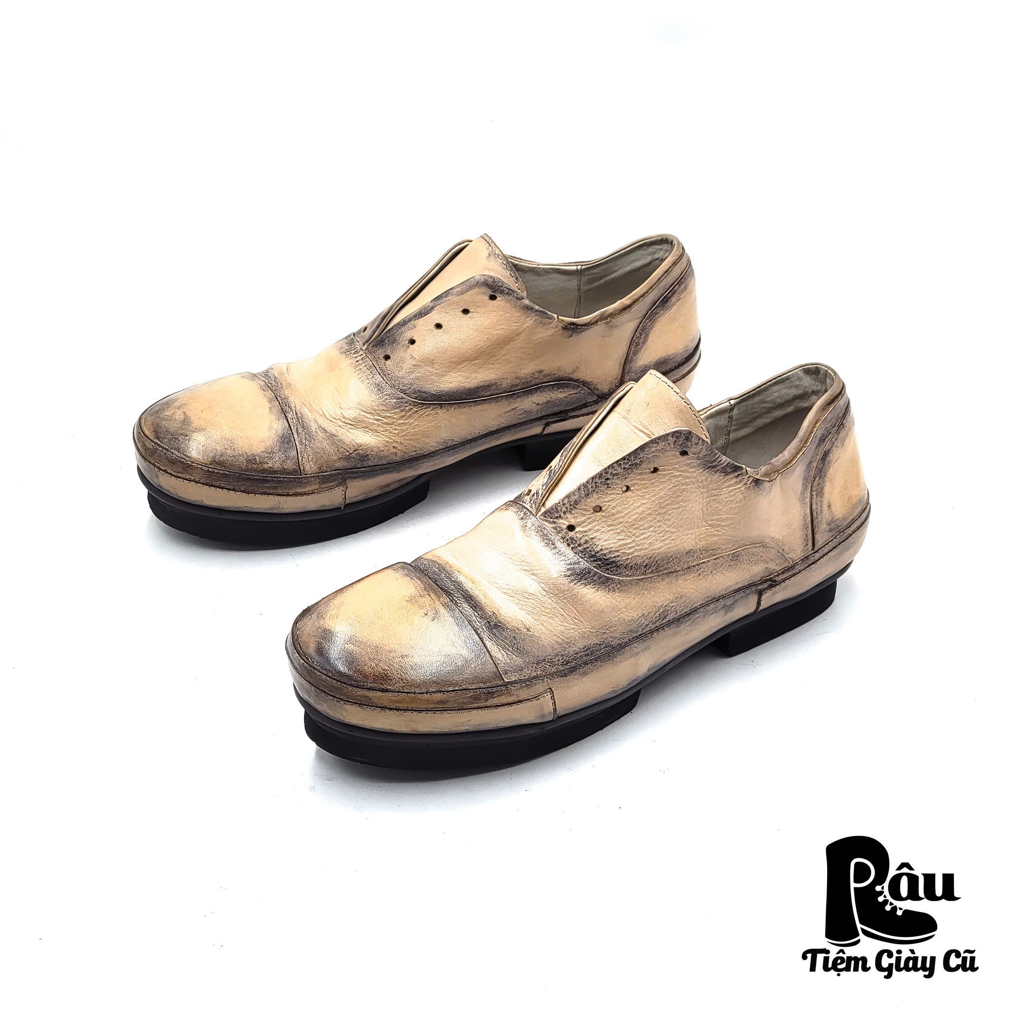 |SIZE 39| BRIGHT FEATHER LACELESS PATINA OXFORD SHOES Z39-6748