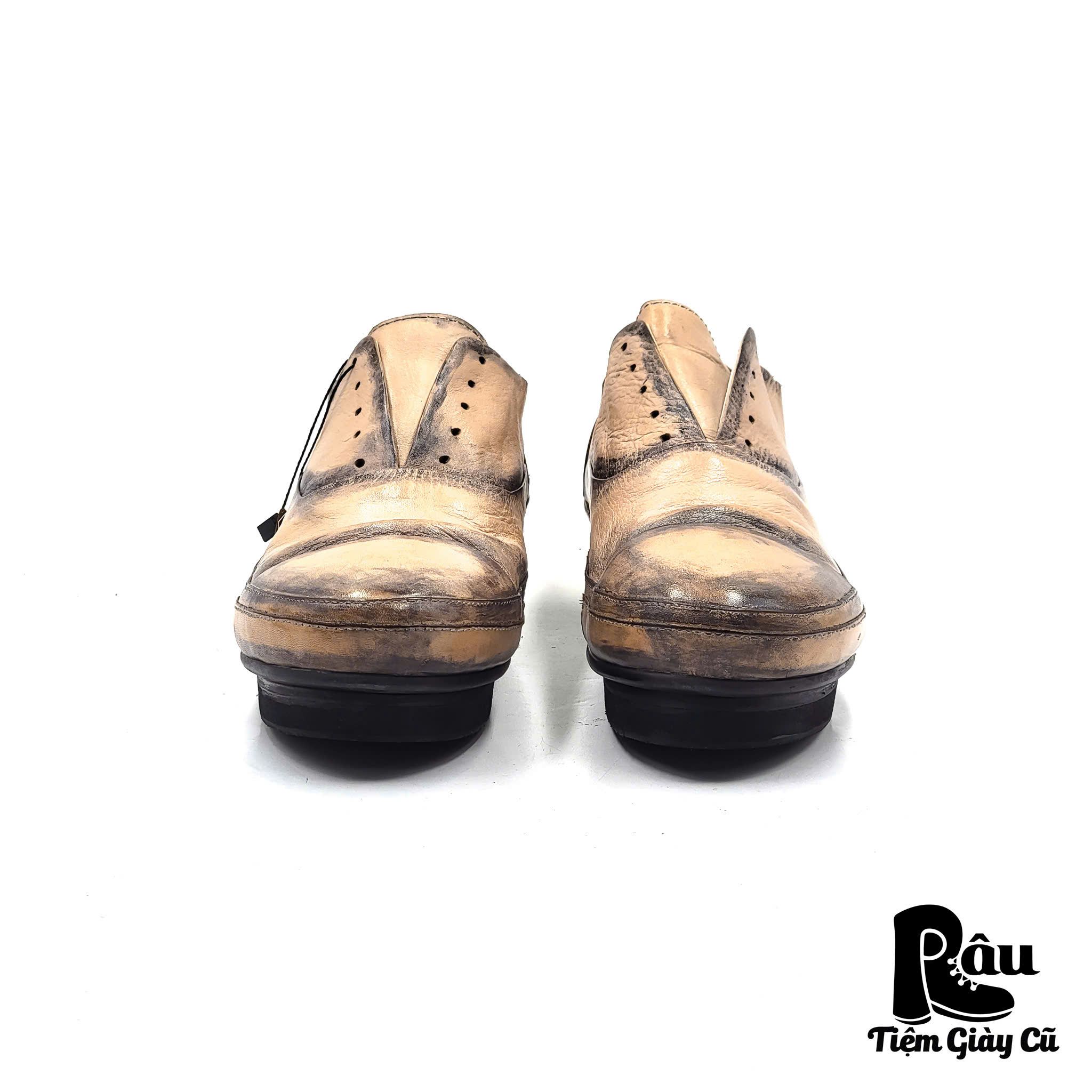 |SIZE 39| BRIGHT FEATHER LACELESS PATINA OXFORD SHOES Z39-6748