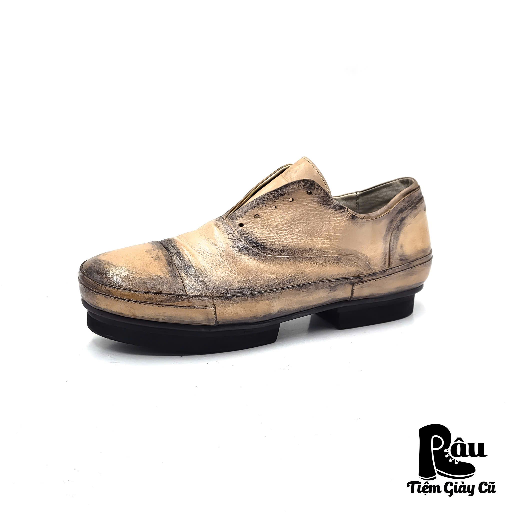 |SIZE 39| BRIGHT FEATHER LACELESS PATINA OXFORD SHOES Z39-6748