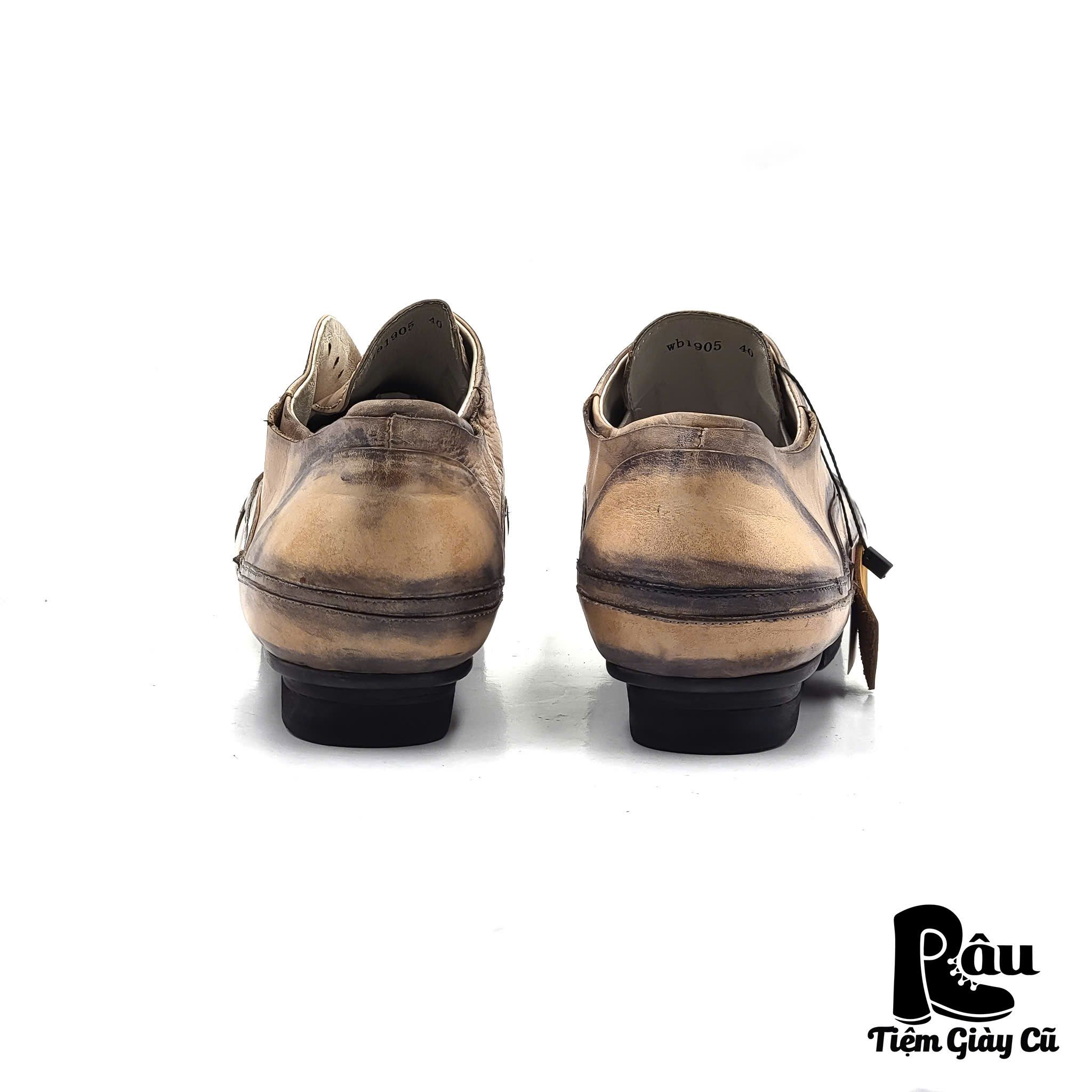 |SIZE 39| BRIGHT FEATHER LACELESS PATINA OXFORD SHOES Z39-6748