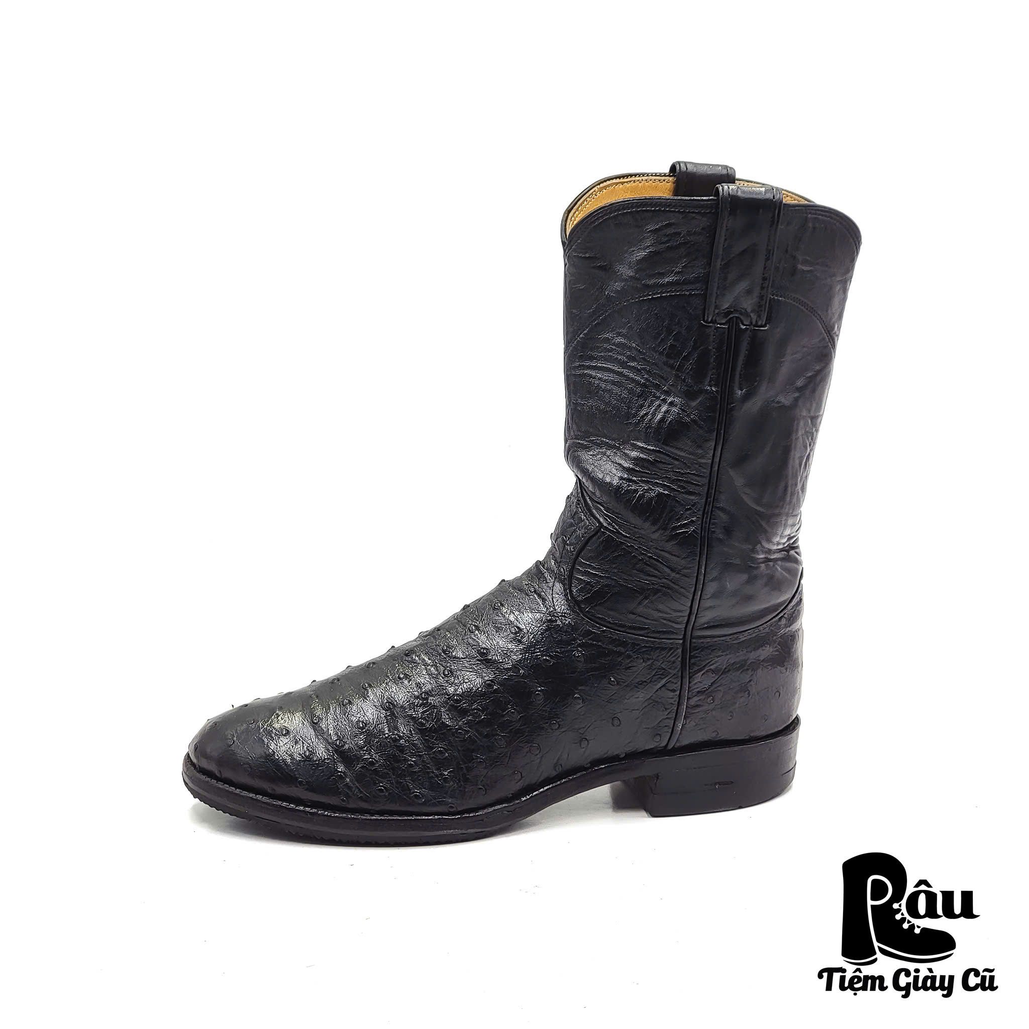 |SIZE 37.5| JUSTIN 3171 FULL-QUILL OSTRICH COWBOY BOOT AQ37.5-6753