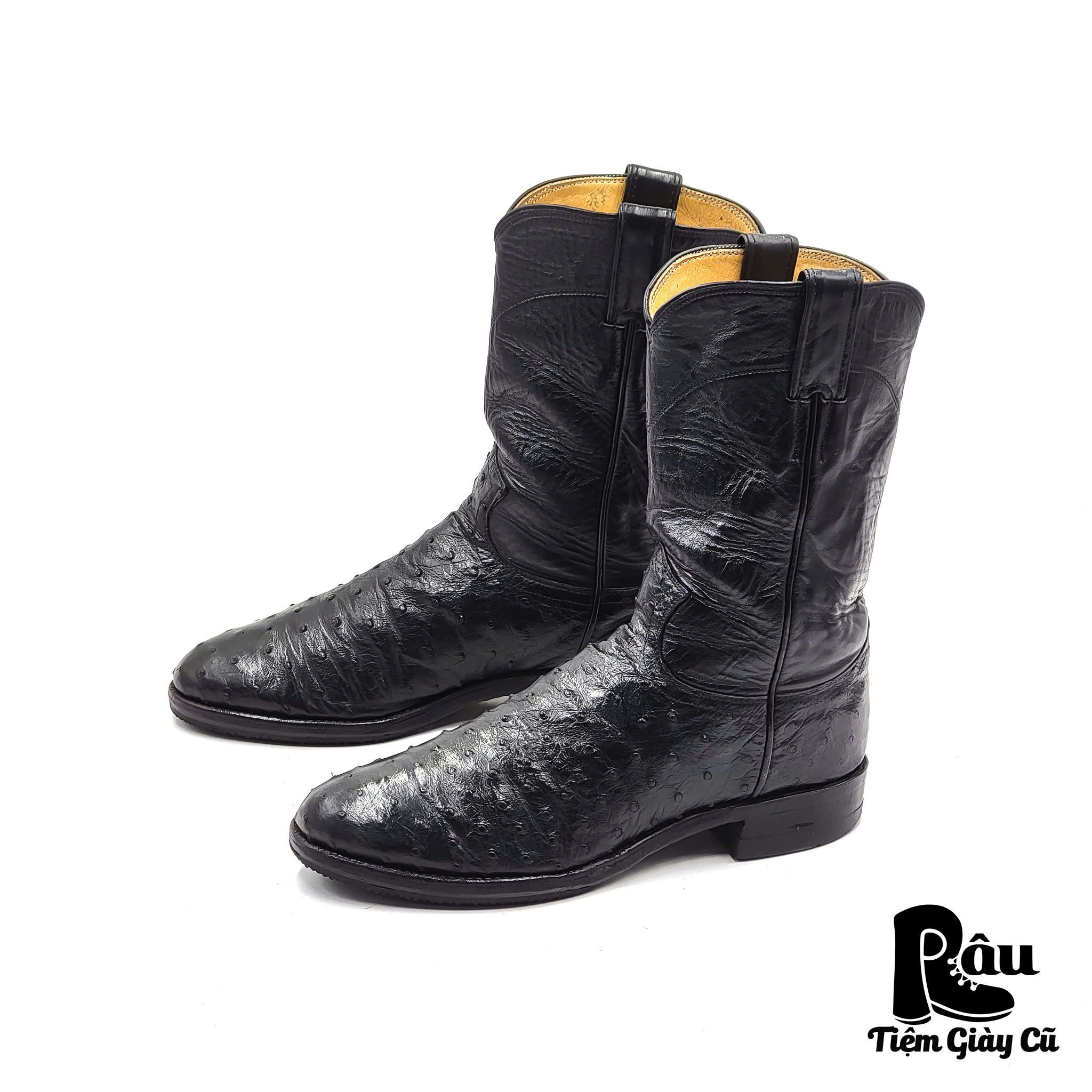 |SIZE 37.5| JUSTIN 3171 FULL-QUILL OSTRICH COWBOY BOOT AQ37.5-6753