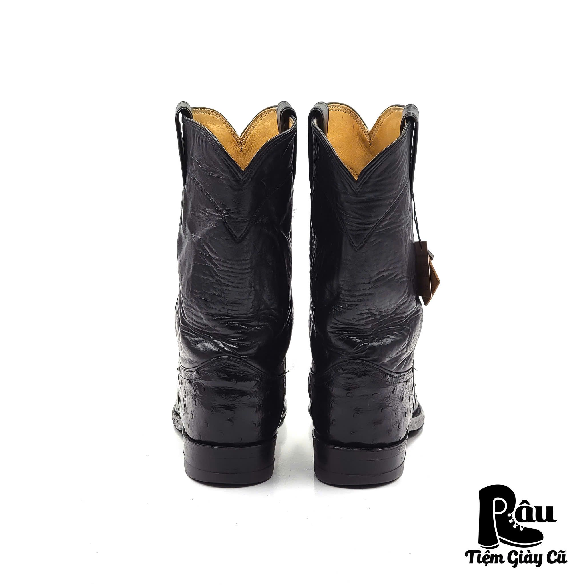 |SIZE 37.5| JUSTIN 3171 FULL-QUILL OSTRICH COWBOY BOOT AQ37.5-6753