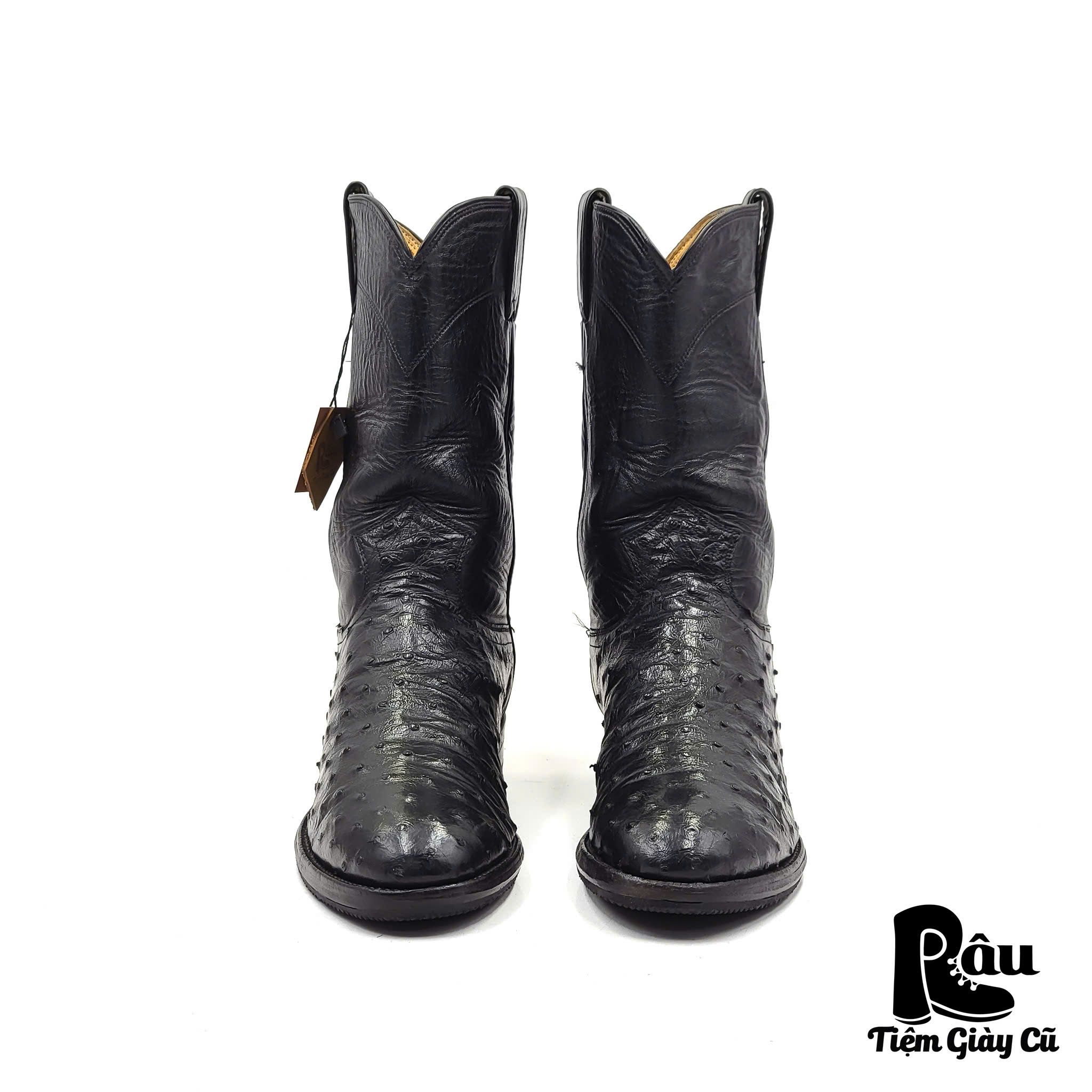 |SIZE 37.5| JUSTIN 3171 FULL-QUILL OSTRICH COWBOY BOOT AQ37.5-6753