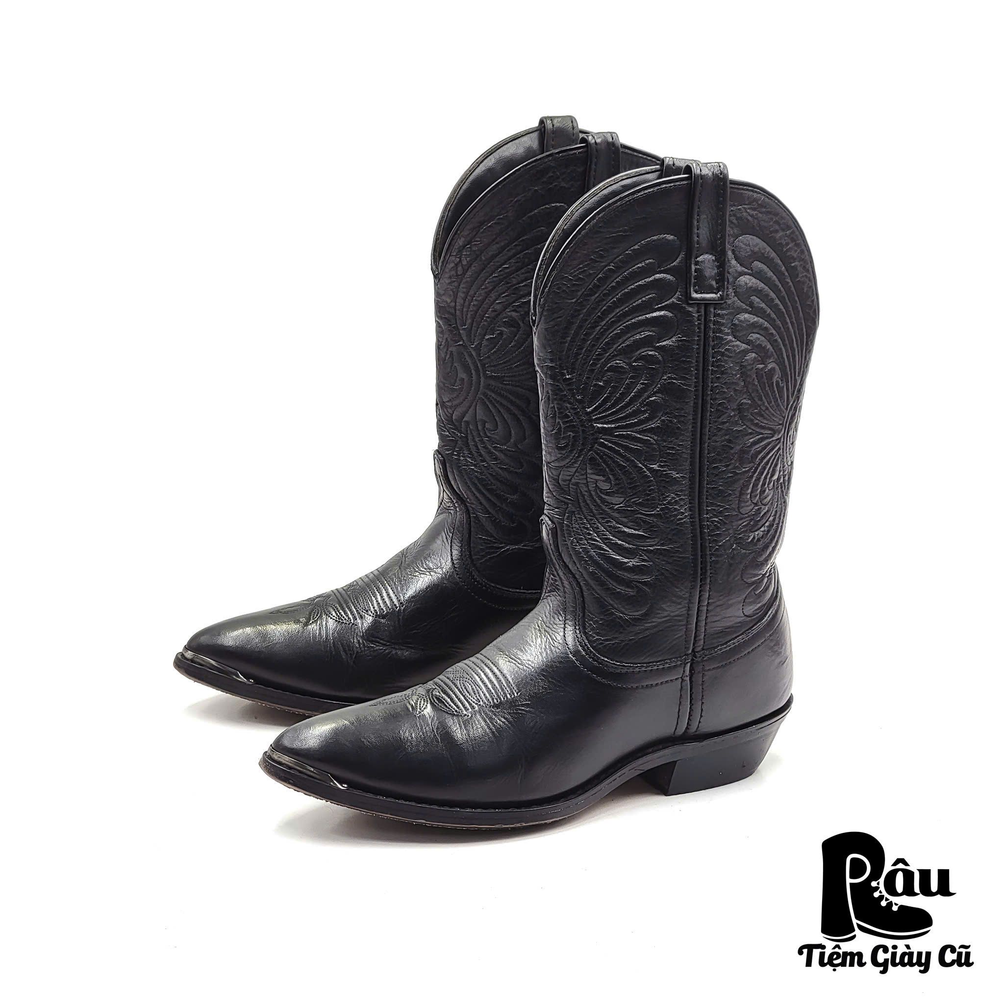 |SIZE 38| BLACK COWBOY BOOT AQ38-6756