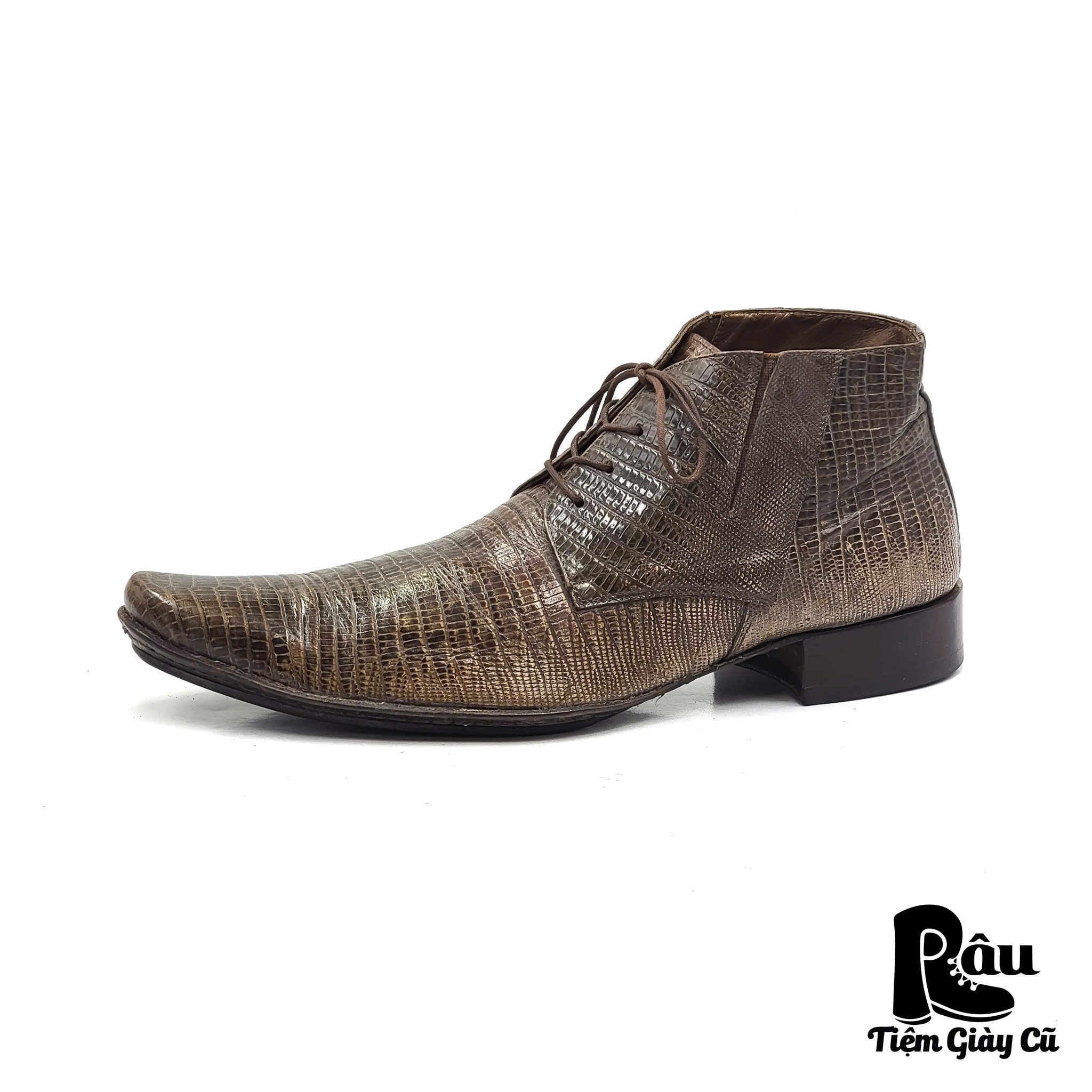 |SIZE 43| CARLO VENTURA 5157 LIZARD PRINT 4-EYES DRESS SHOES Z43-6772