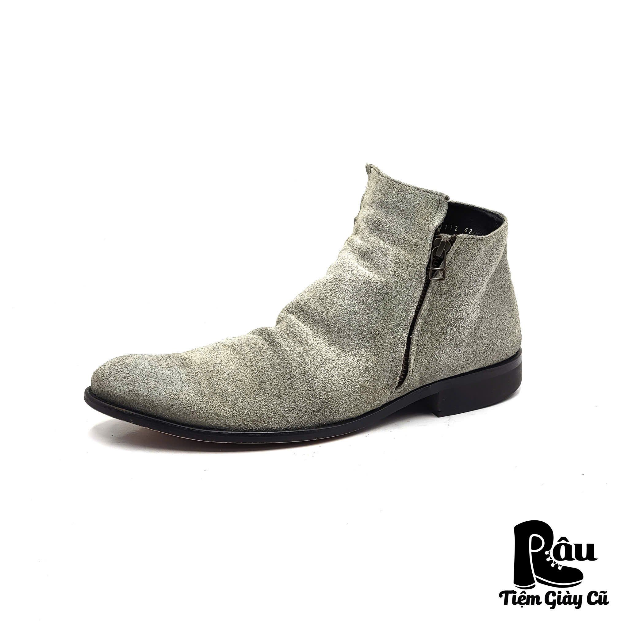 |SIZE 42| ARGIS 12112 DOUBLE SIDE-ZIP SUEDE DRAPE BOOT Z42-6782