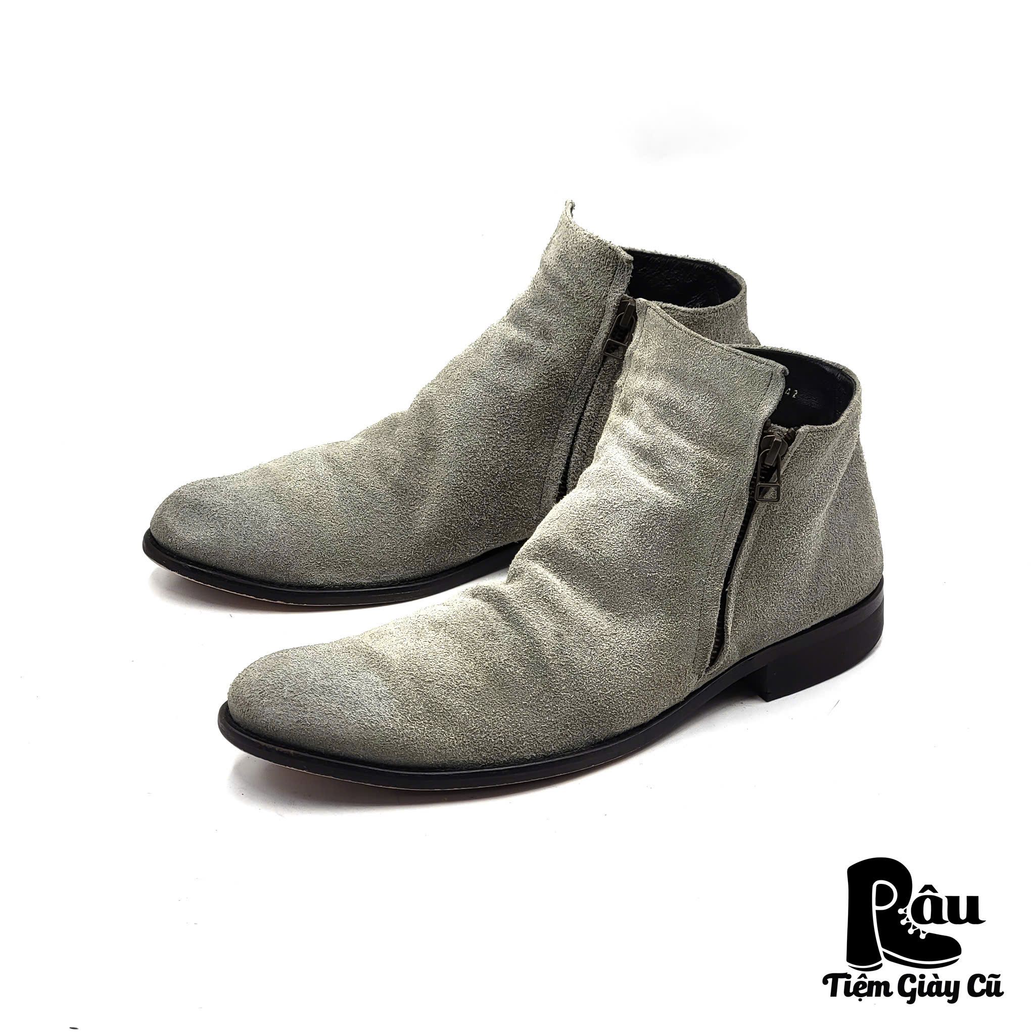 |SIZE 42| ARGIS 12112 DOUBLE SIDE-ZIP SUEDE DRAPE BOOT Z42-6782