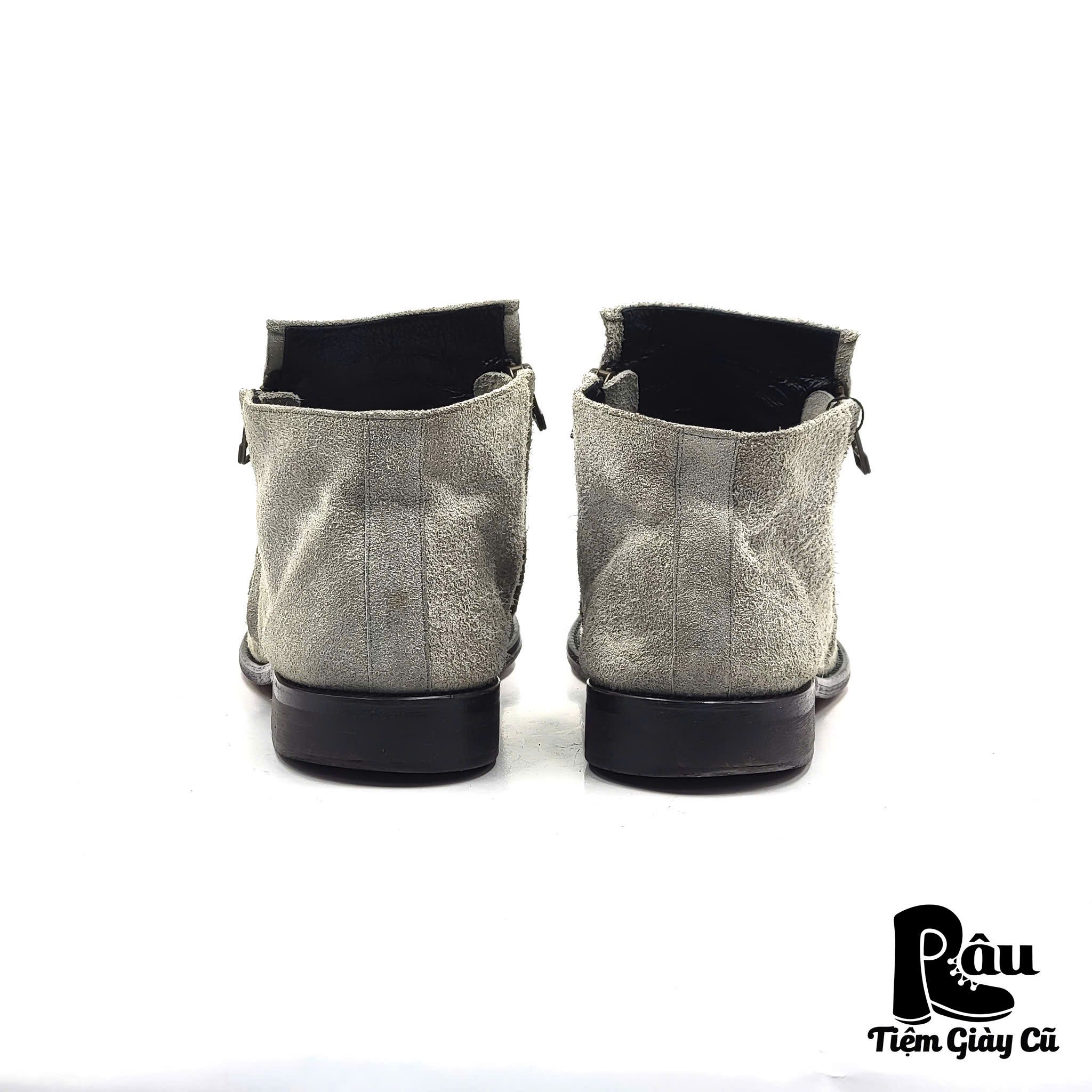 |SIZE 42| ARGIS 12112 DOUBLE SIDE-ZIP SUEDE DRAPE BOOT Z42-6782