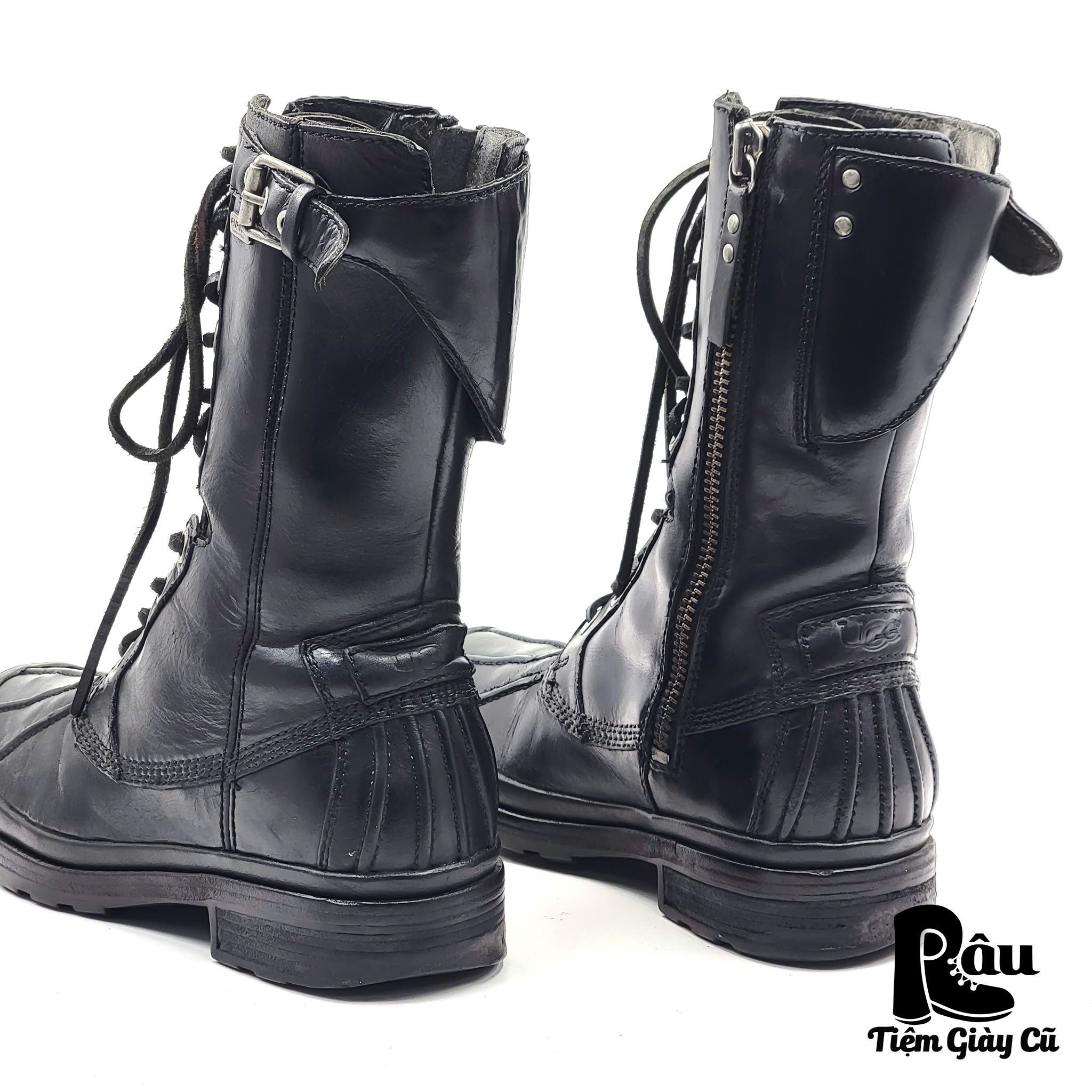 |SIZE 38.5| UGG BLACK REESE MOTOR BOOT Z38.5-6795