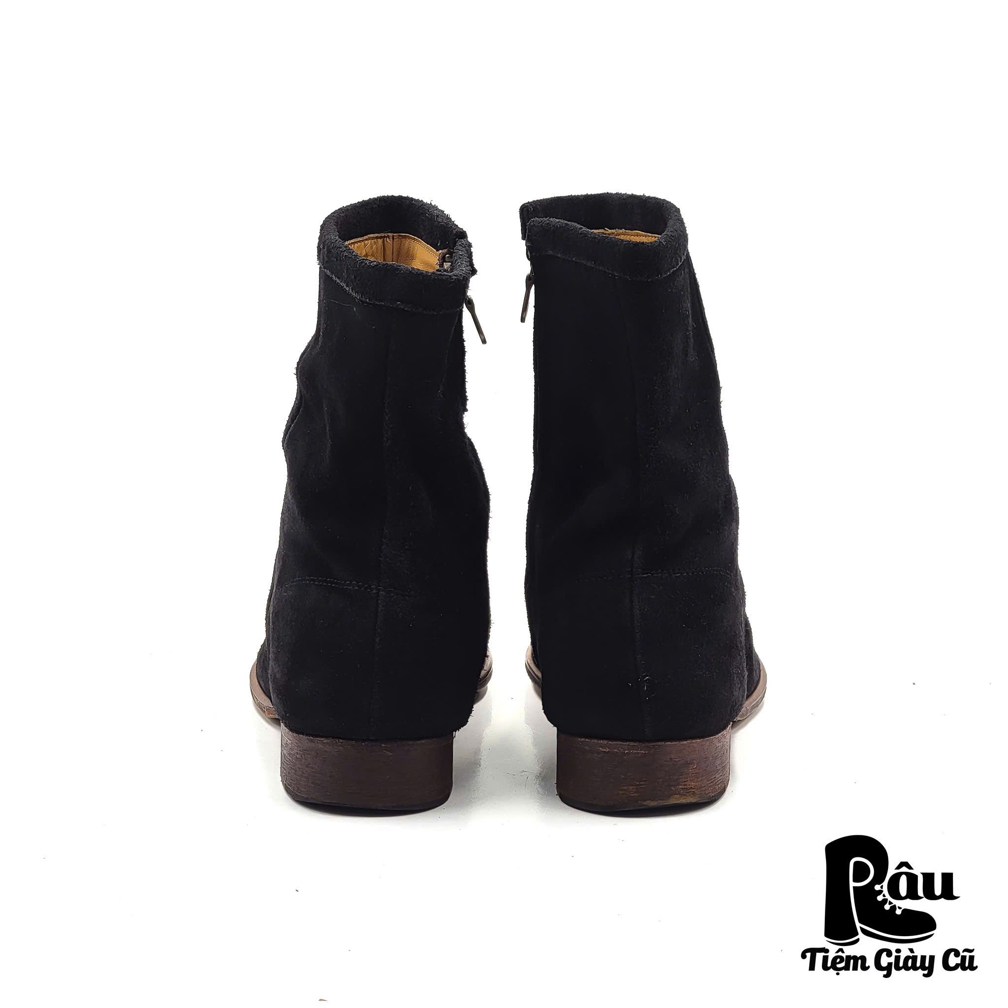 |SIZE 43.5| MARCHERCHER MC060021 SUEDE WAXED SIDE-ZIP DRAPE BOOT Z43.5-6797