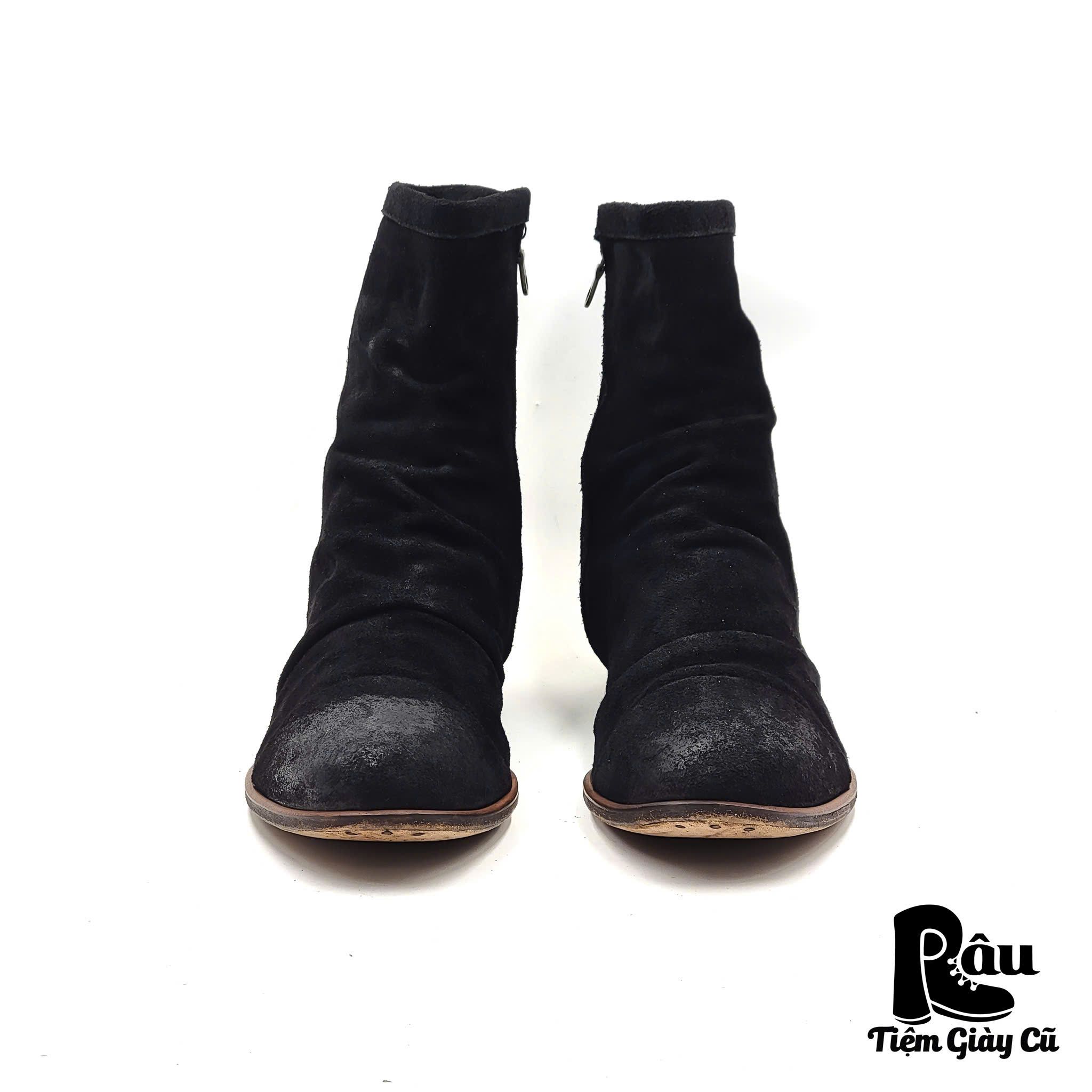 |SIZE 43.5| MARCHERCHER MC060021 SUEDE WAXED SIDE-ZIP DRAPE BOOT Z43.5-6797