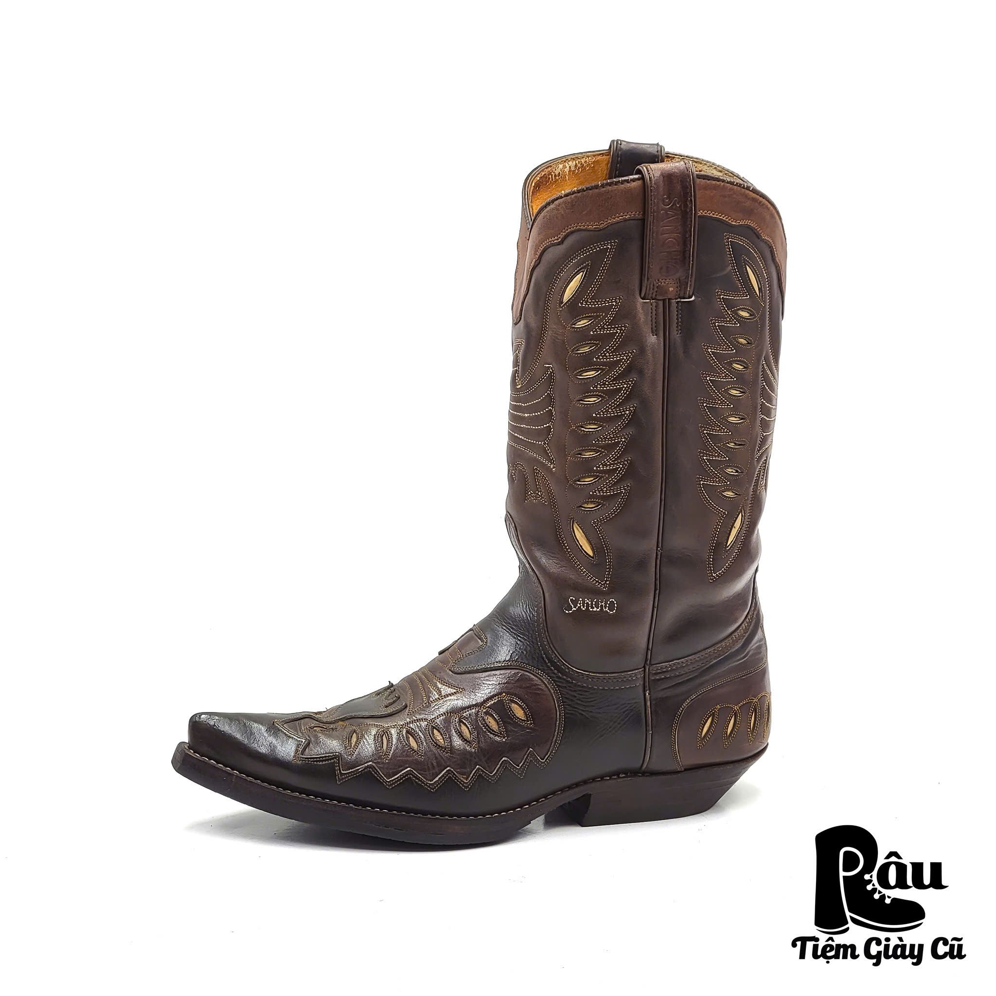 |SIZE 39| SANCHO VINTAGE 5684 OVERLAY COWBOY BOOT Z39-6844