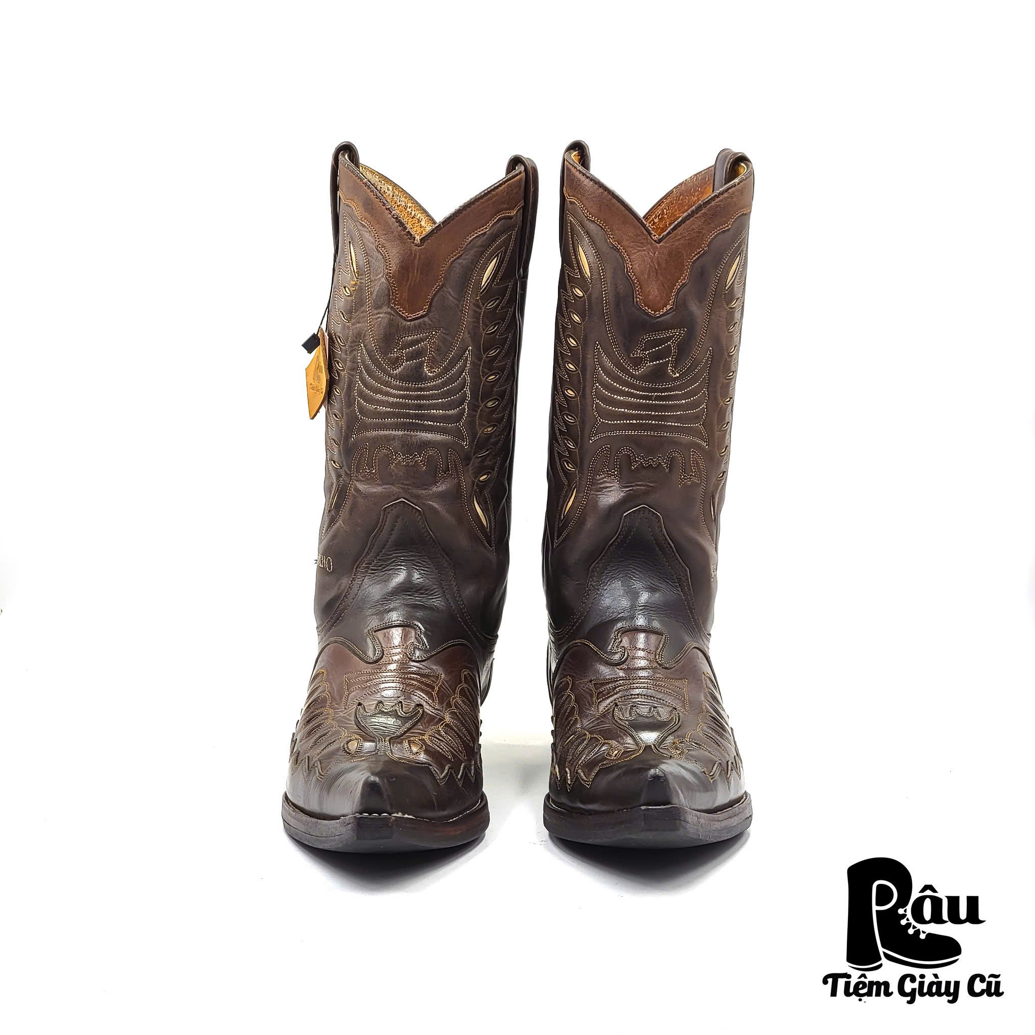 |SIZE 39| SANCHO VINTAGE 5684 OVERLAY COWBOY BOOT Z39-6844