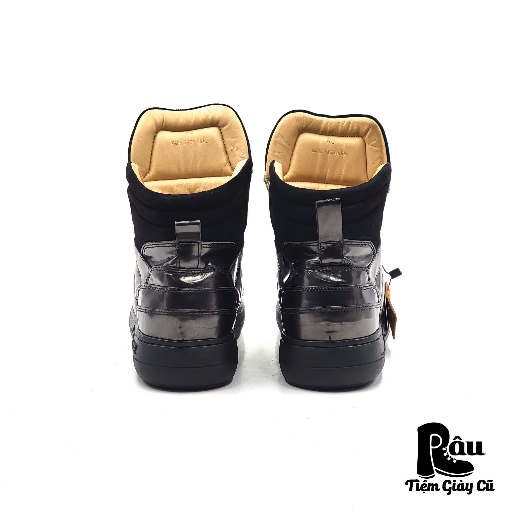 |SIZE 40| JEAN BAPTISTE RAUTUREAU HIGH-TOP BLACK PATENT LEATHER SNEAKER Z40-6849