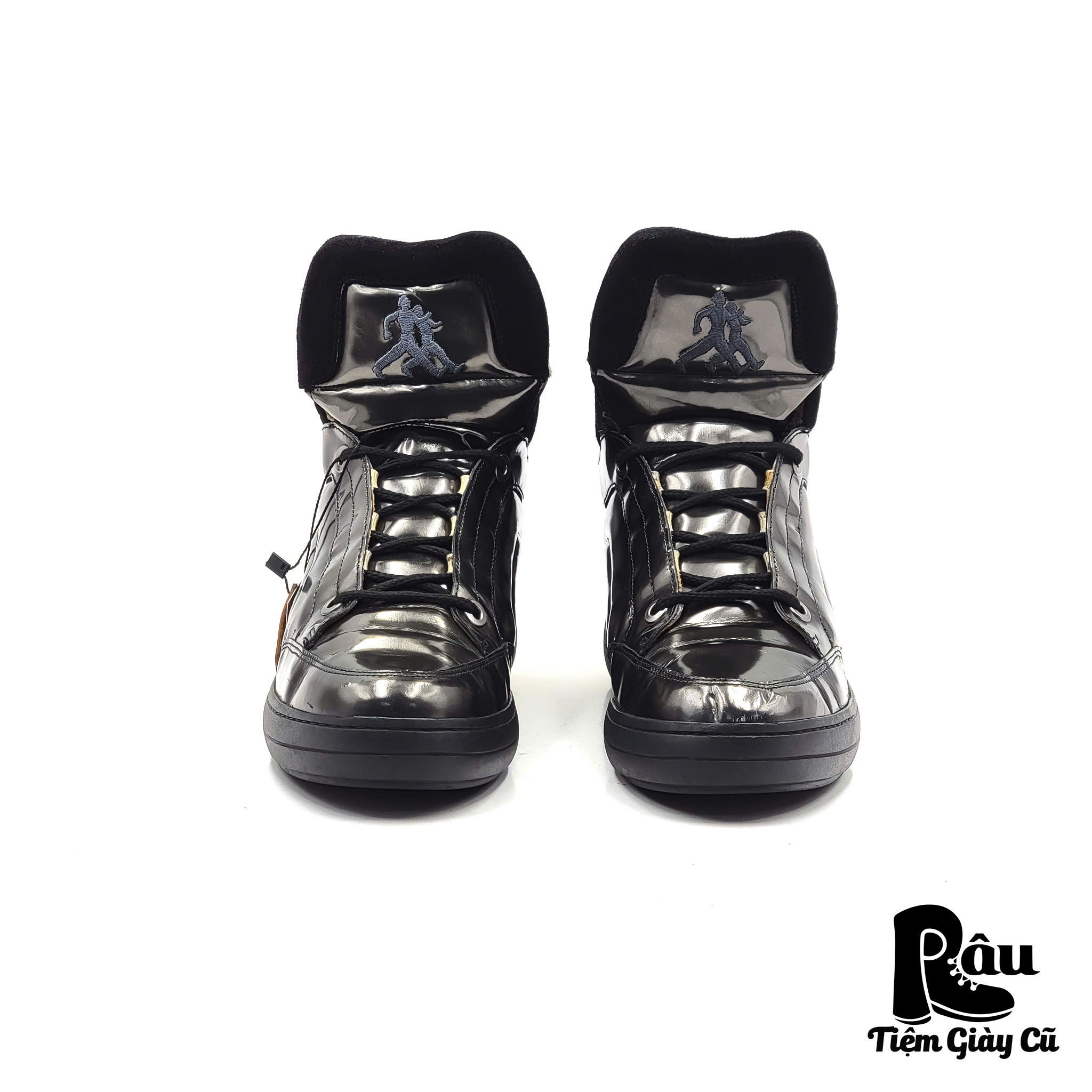 |SIZE 40| JEAN BAPTISTE RAUTUREAU HIGH-TOP BLACK PATENT LEATHER SNEAKER Z40-6849