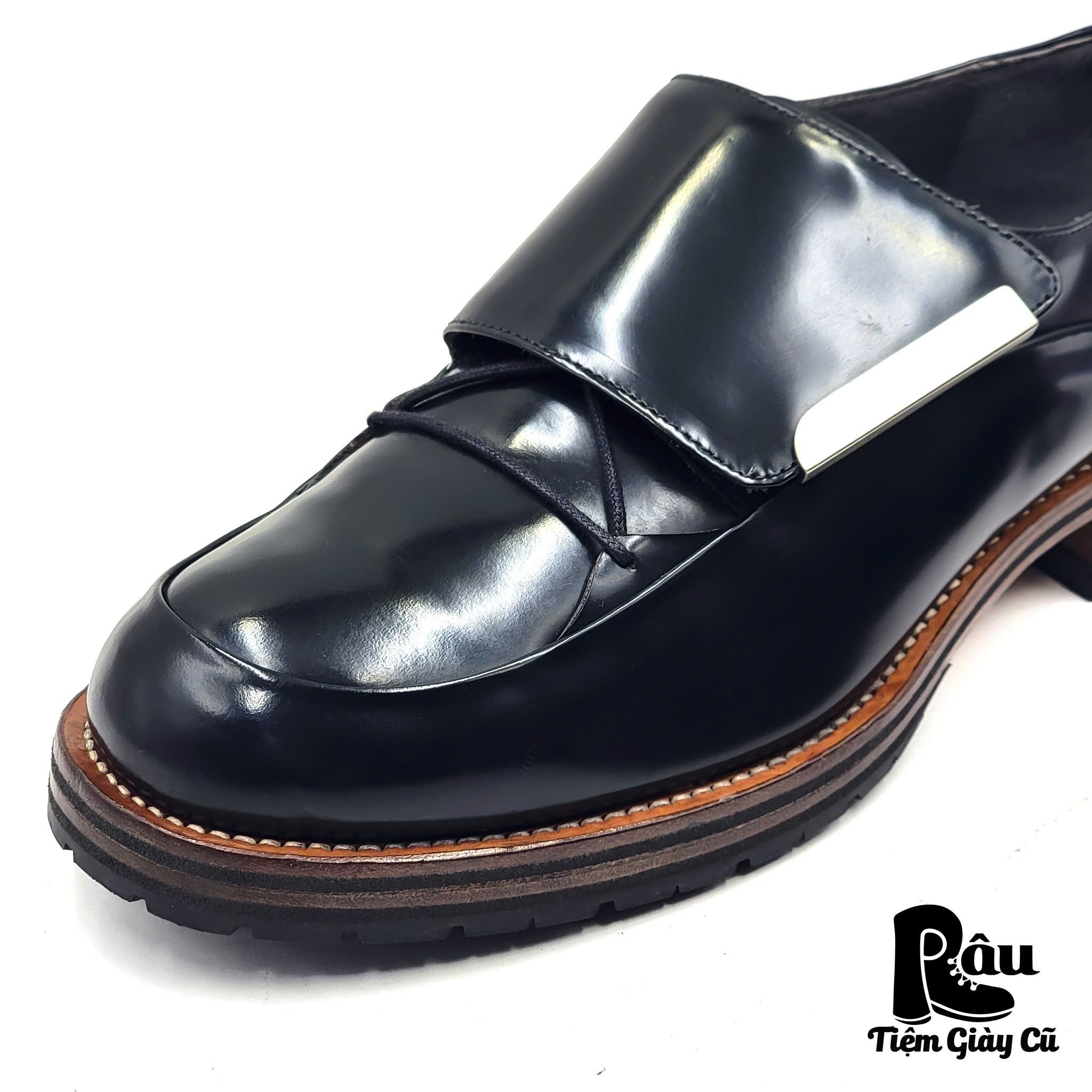 |SIZE 42| PORTS 1961 RUNWAY FALL 2014 MENSWEAR BLACK TAB CLOSURE LACE UP BOOT Z42-6938