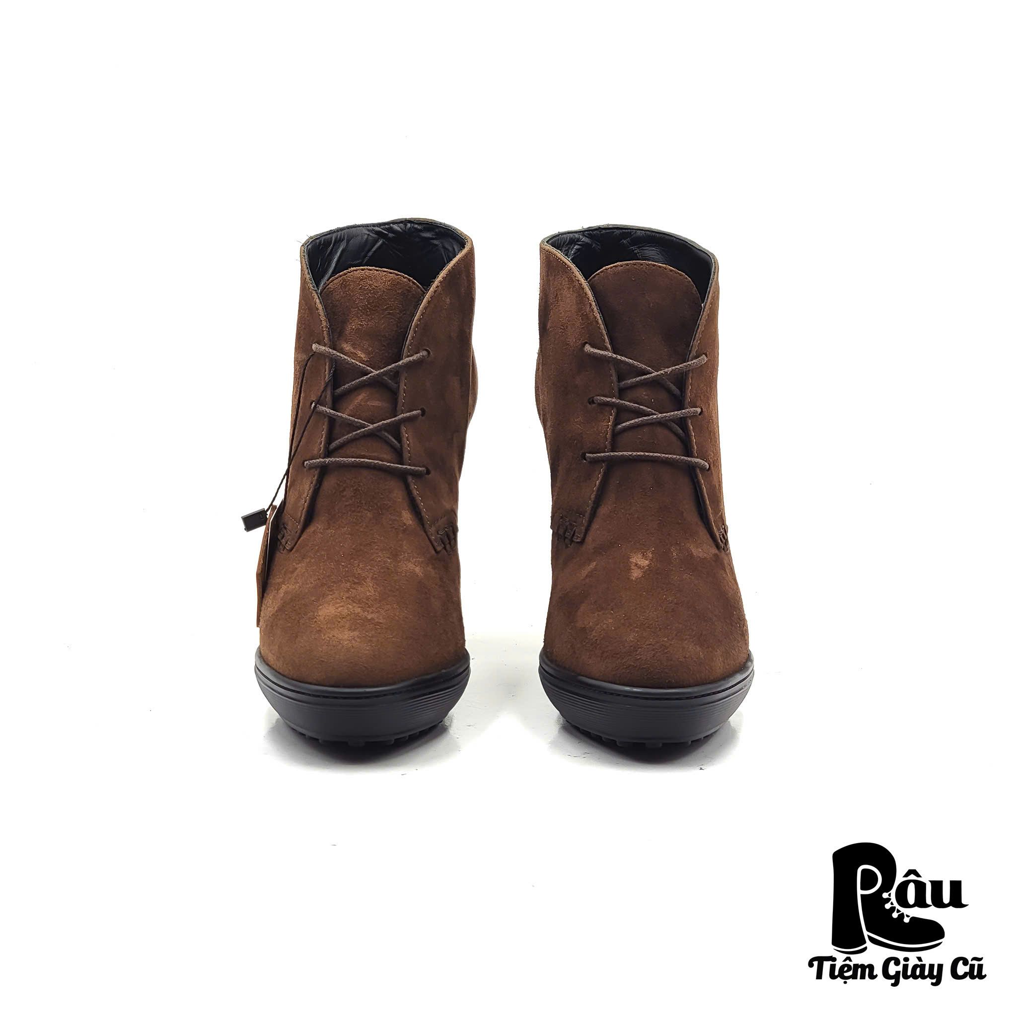 |SIZE 37.5| TOD'S BROWN SUEDE PLATFORM ANKLE BOOT Z37.5-6959