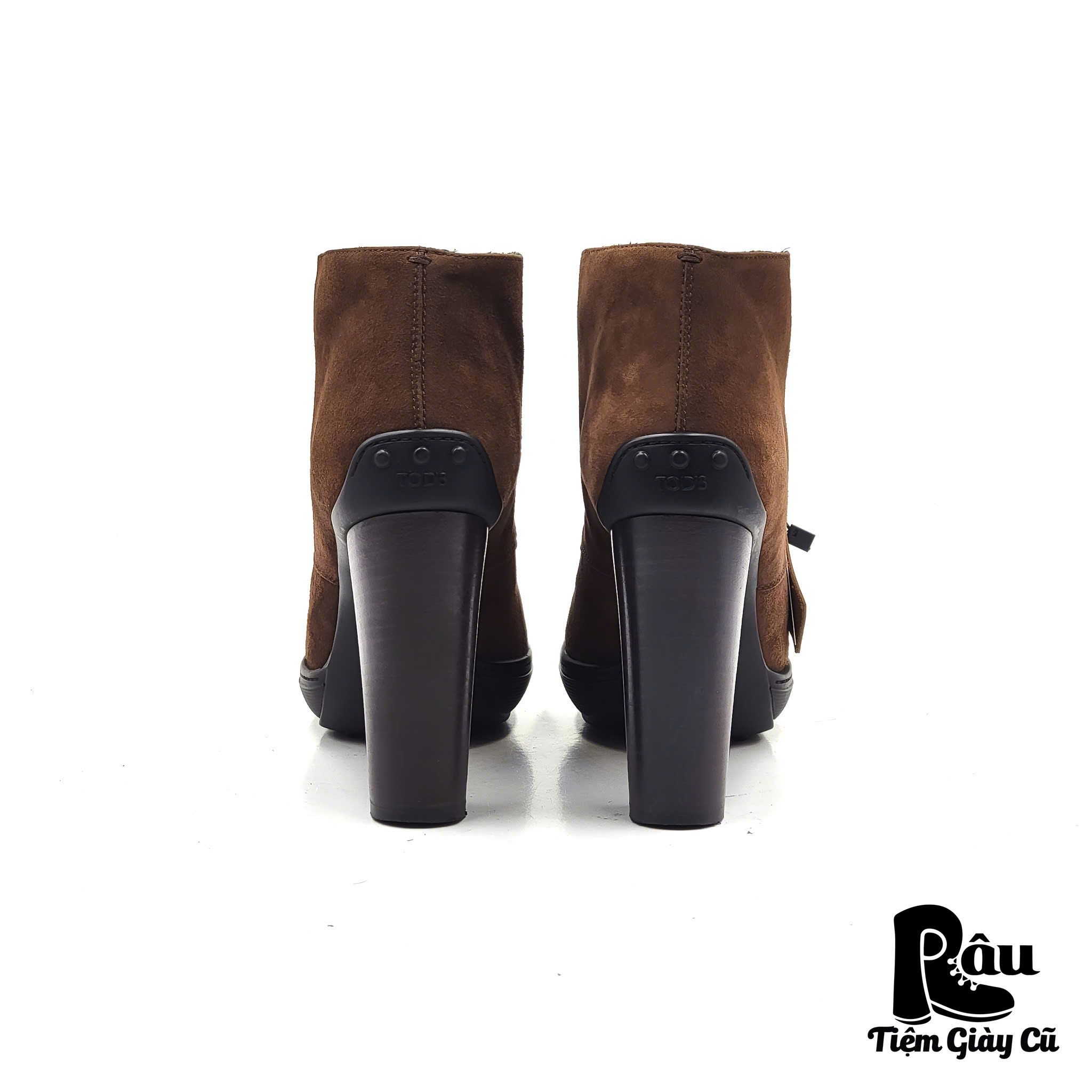 |SIZE 37.5| TOD'S BROWN SUEDE PLATFORM ANKLE BOOT Z37.5-6959