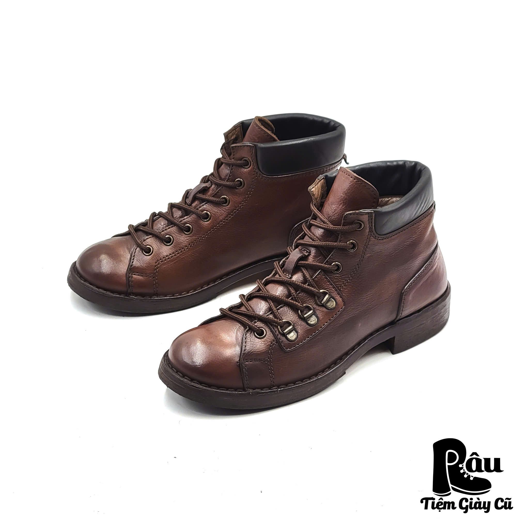 |SIZE 37.5| MOMA BROWN LACE-TO-TOE ANKLE BOOT Z37.5-6877
