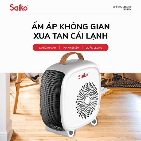 Máy Sưởi Mini Saiko PTC-2000 (2000W)