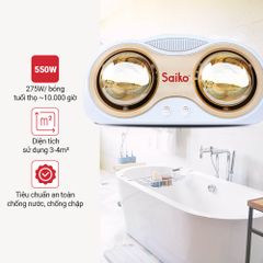 Đèn Sưởi Nhà Tắm Saiko 2 Bóng BH-2552H 550W