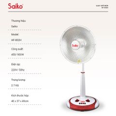 Quạt Sưởi Nón Saiko HF-802H 900W