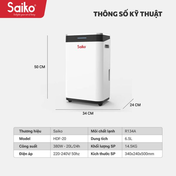 Máy Hút Ẩm Không Khí Saiko HDF-20 (20L)