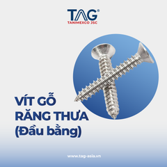 [Túi 100 con] Vít gỗ răng thưa (Đầu bằng)