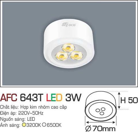 Đèn downlight ốp nổi cao cấp AFC 643T-3W