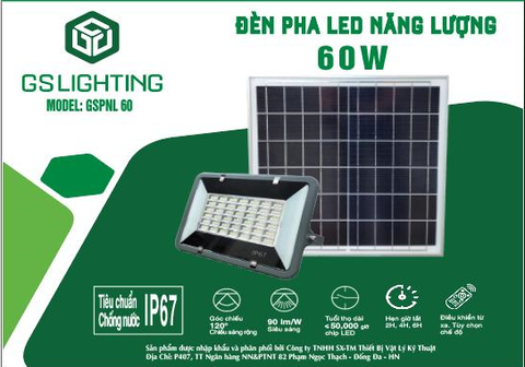 Đèn pha năng lượng mặt trời GSPNL60W