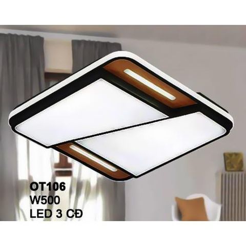 Đèn ốp trần mica W500, Led 3 CĐ OT106