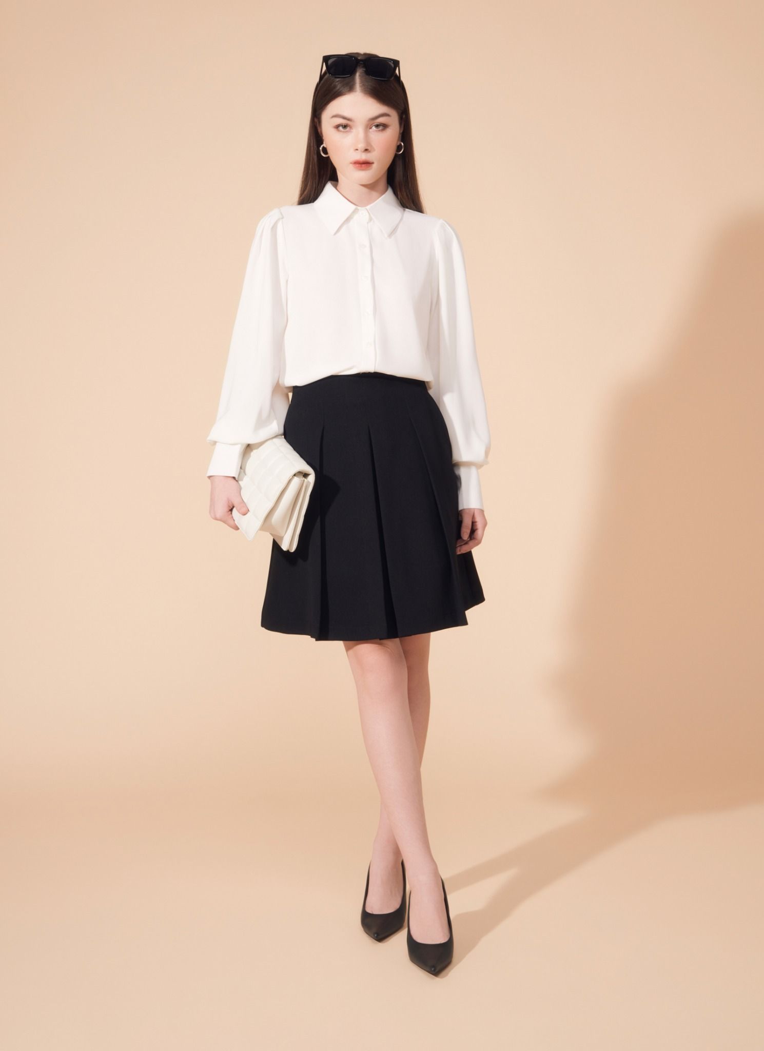 VÁY GẤP LY DÀI NARIS ĐEN