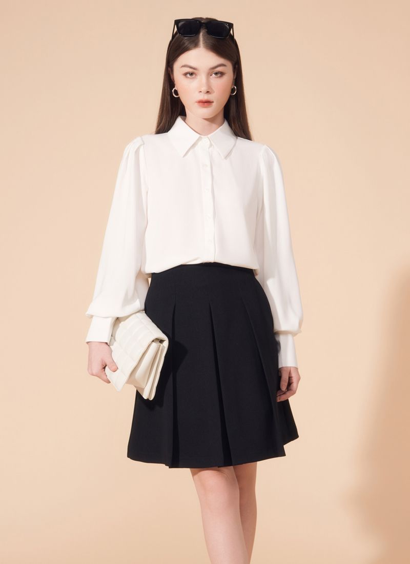 VÁY GẤP LY DÀI NARIS ĐEN