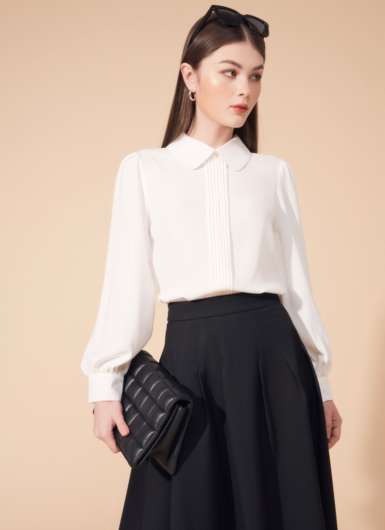 ÁO NẸP CỔ TARA TRẮNG