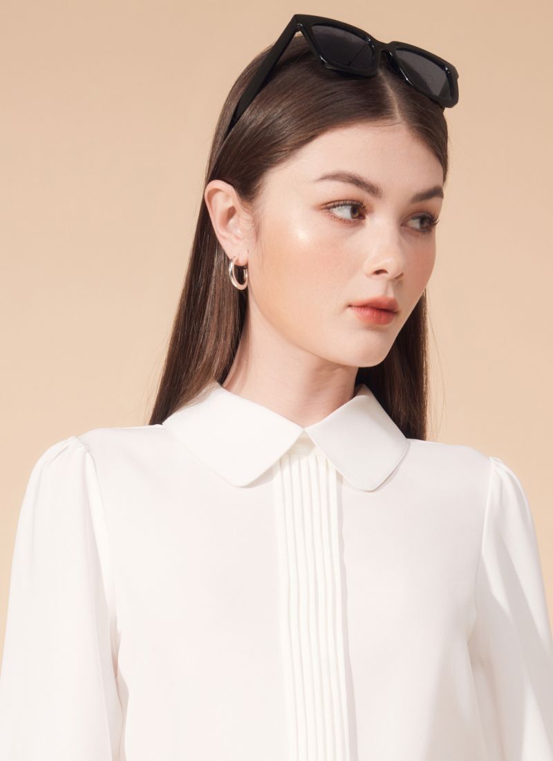 ÁO NẸP CỔ TARA TRẮNG