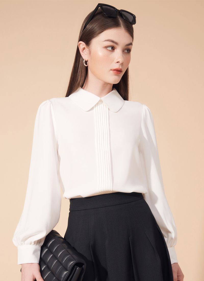 ÁO NẸP CỔ TARA TRẮNG